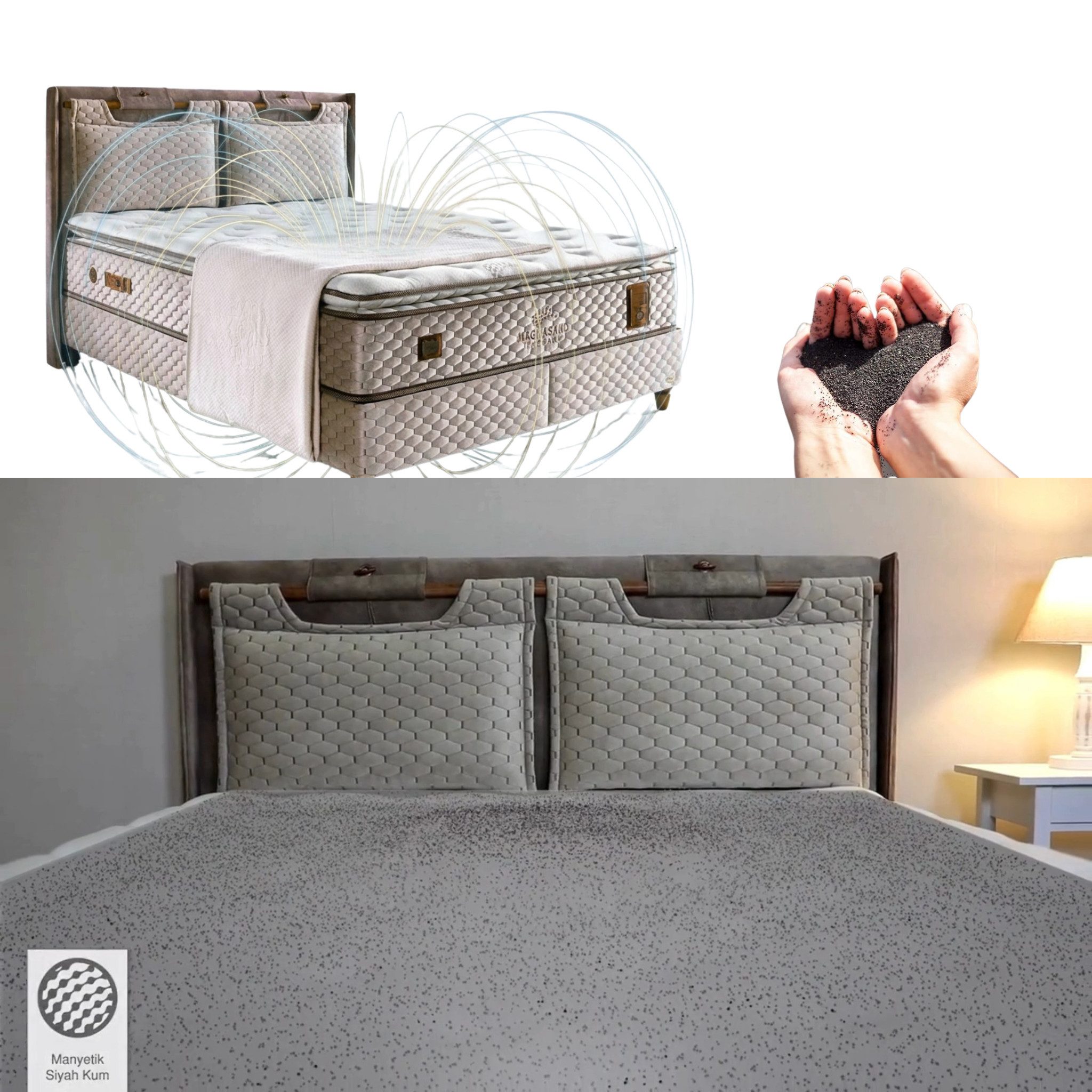 Bambi Boxspringbett Magnasand Stauraumbett inkl. Matratze und Kopfteile (Set, 2 Bettkästen, 1 Kopfteil, 1 Matratze), inkl. Lieferung