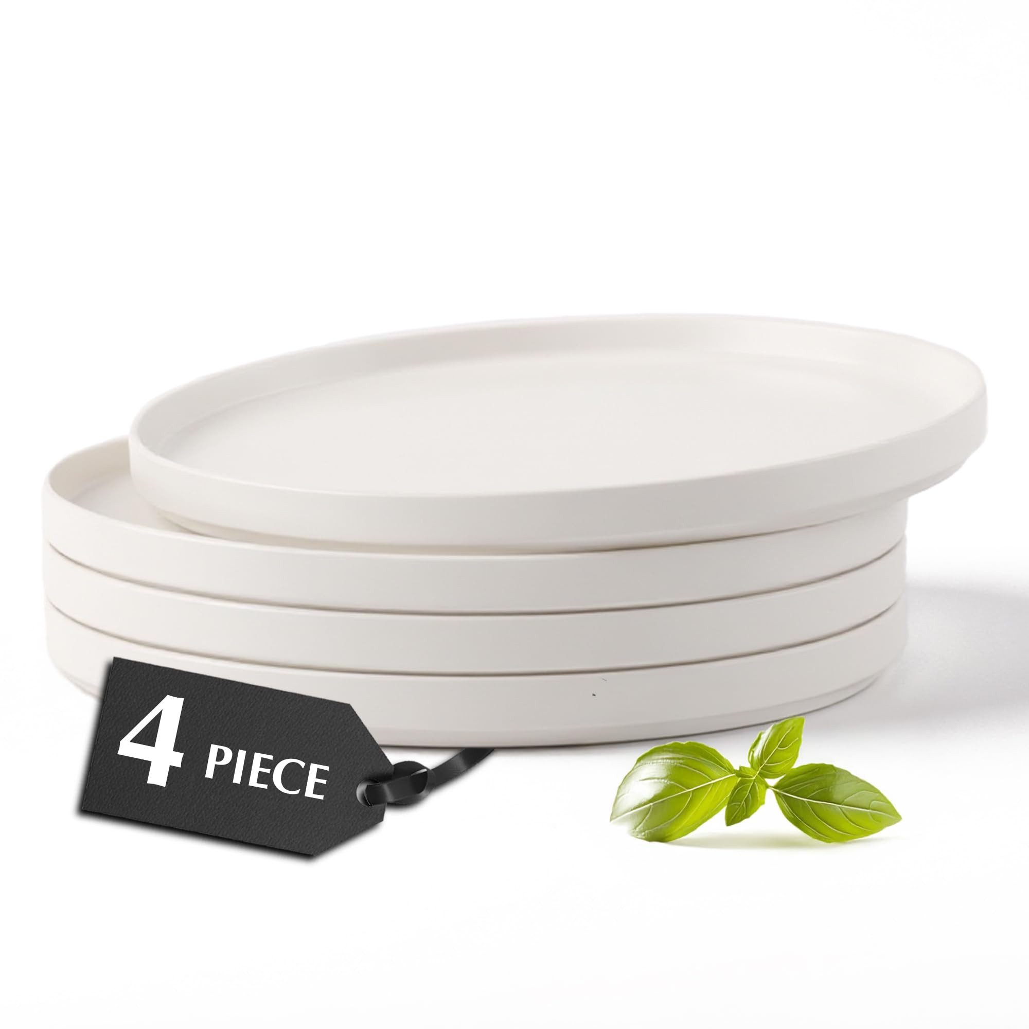 MiaMio Teller-Set Luxe Kuchenteller 4er-Set Weiß (4-tlg), Steingut