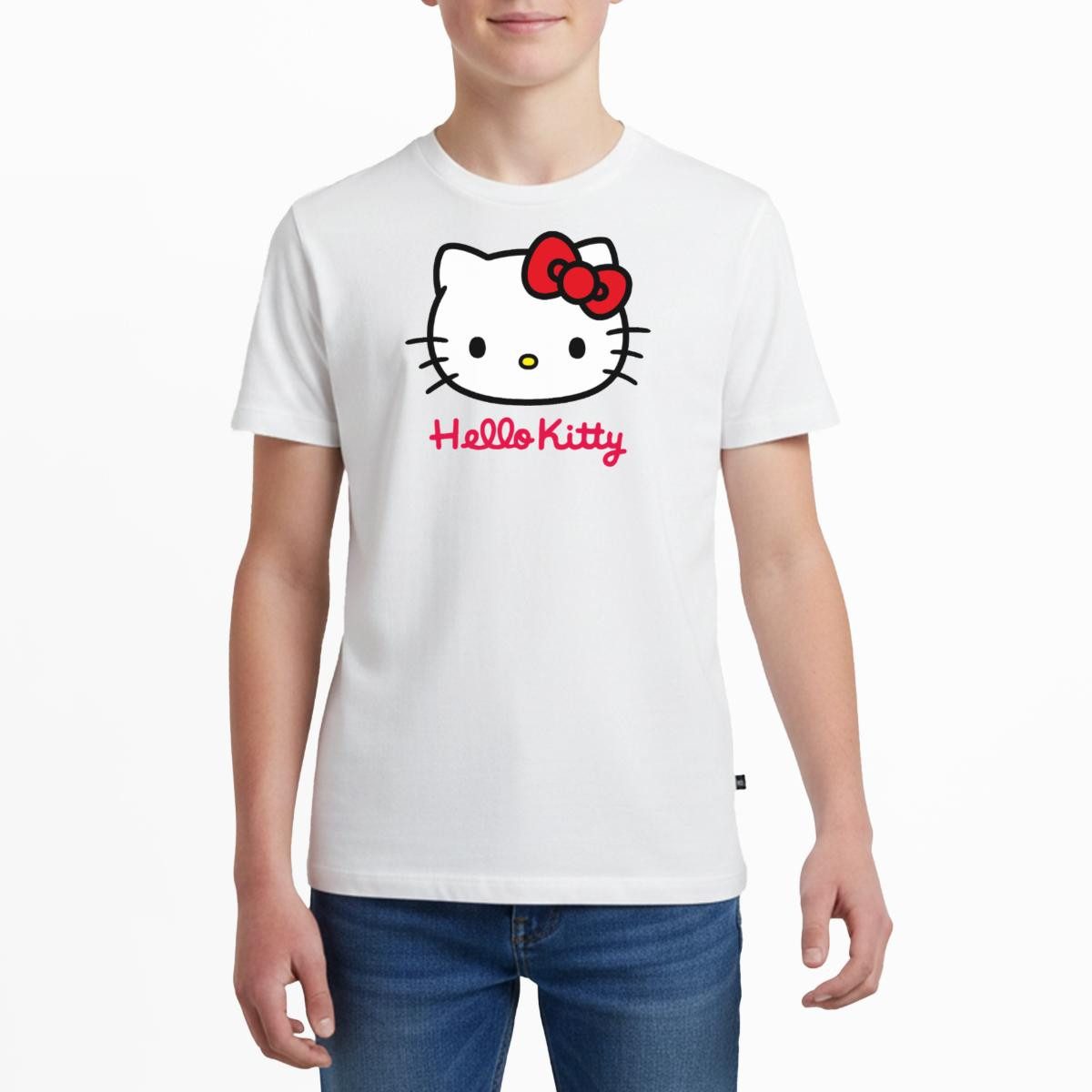 T-Shirt Hello Kitty Klassisch Mit Schriftzug Teenager Premium T-Shirt