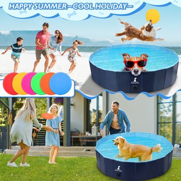 POPOLIC Hundepool Schwimmbad für Hunde, Hundeplanschbecken Hundebad, (160 * 30cm Klappbares Haustier-Duschbecken mit Umweltfreundlichem PVC rutschfest)
