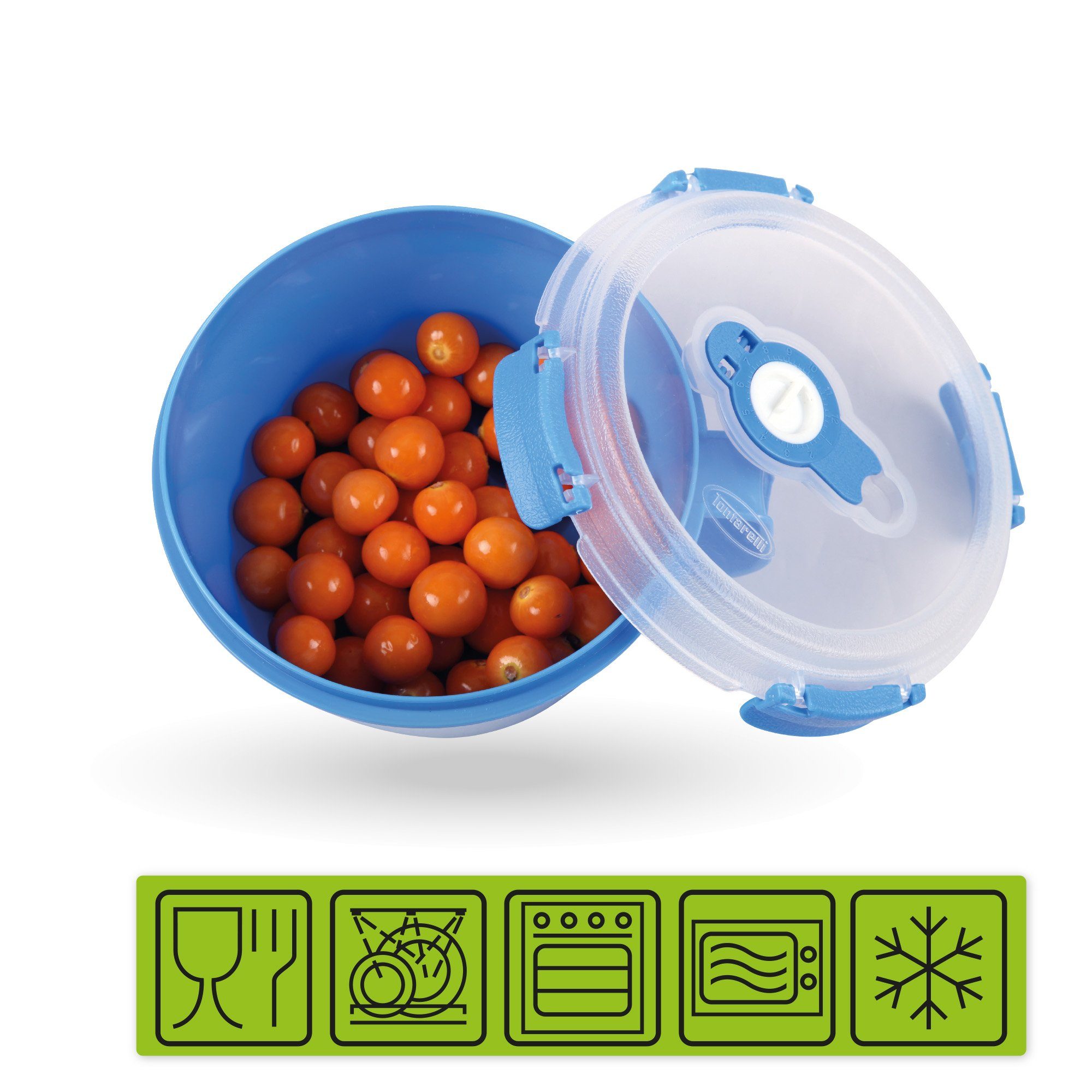 Tontarelli Frischhaltedose 0,85 luftdicht für Frühstücksschale Prep Blau Vorratsdose - Lebensmittel Meal Kunststoff, L, Aufbewahrungsbox (1-tlg), 