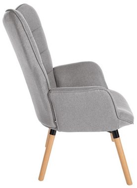 CLP Loungesessel Garding, Stuhl mit Stoff-Bezug und Gestell aus Buchenholz