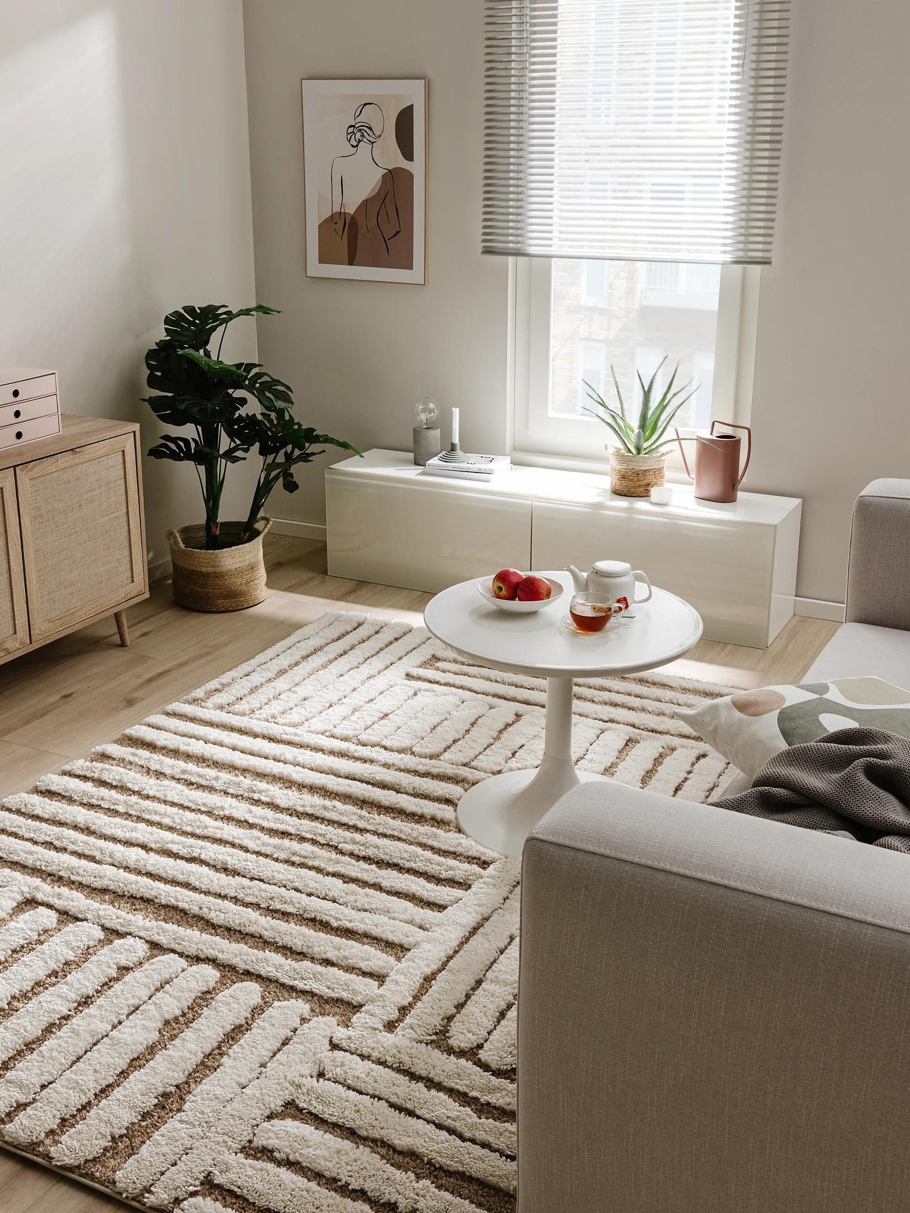 benuta Hochflor-Teppich Tibo, rechteckig, Höhe: 31 mm, Teppich Wohnzimmer, Schlafzimmer, Esszimmer, Flur, Kunstfaser, Cozy