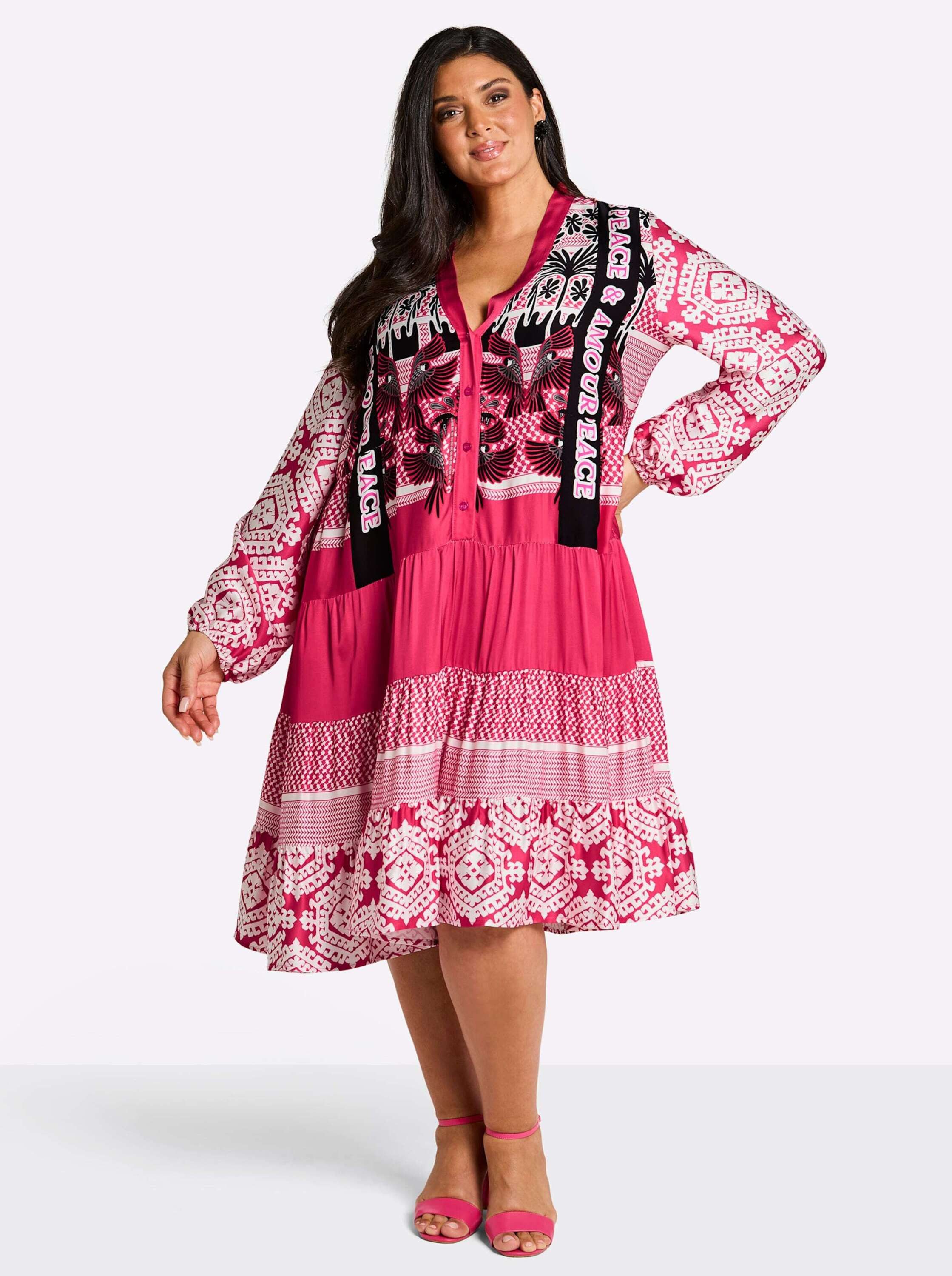 Sheego Etuikleid Kleid Langarm