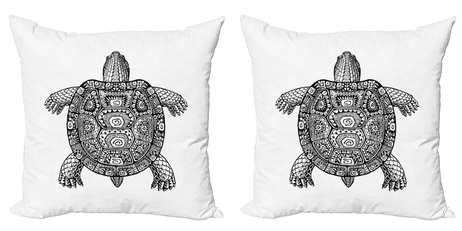 Kissenbezüge Modern Accent Doppelseitiger Digitaldruck, Abakuhaus (2 Stück), Schildkröte Stammeskunst auf Schildkröte
