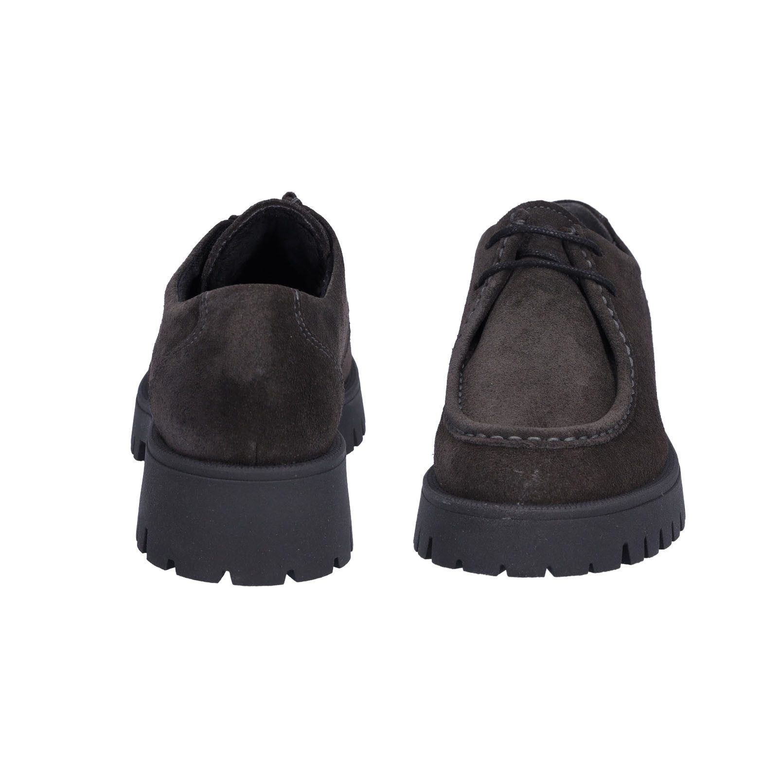 MIDS MINKA Damen Schnürschuh grau aus Veloursleder mit Mokassin-Naht & profilierter Laufsohle