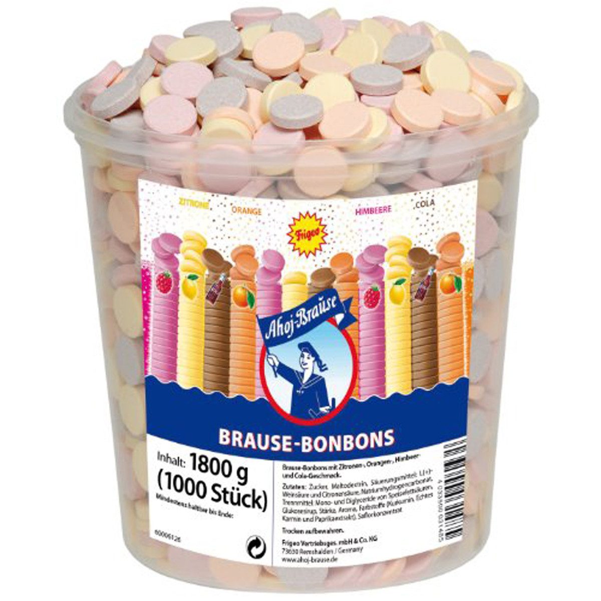 Ahoj-Brause Süßigkeit, Ahoj Brause Bonbons Zitronen Orangen Himbeere Cola Geschmack 1800g
