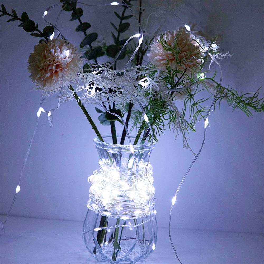 10M, Garten, für transparent, Party Hochzeit Kupferdraht, wasserdicht,batterie, Weiß Rosnek 1-5M, Schlafzimmer Weihnachten Dekorationen LED-Lichterkette