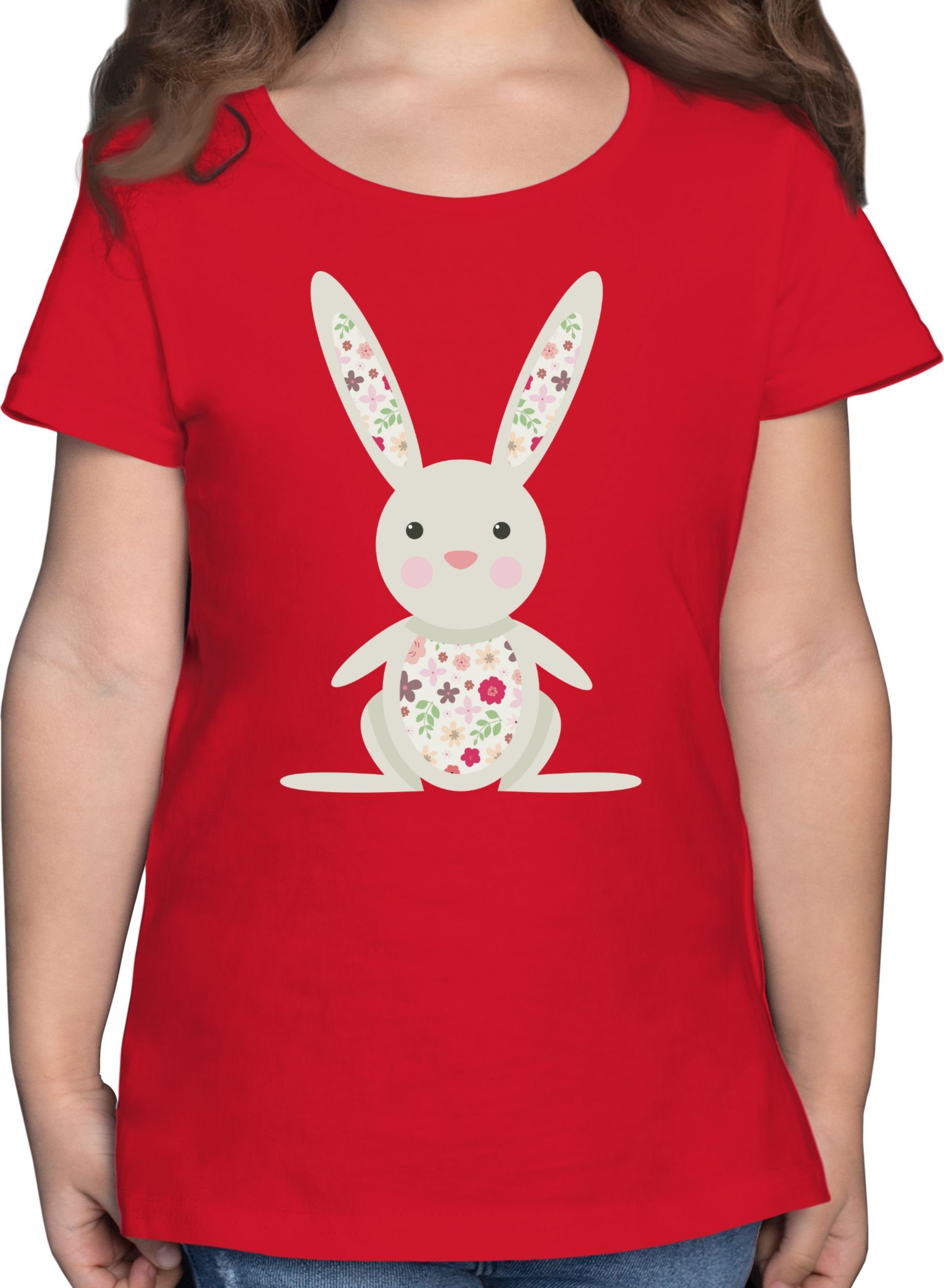 Shirtracer T-Shirt Süßer Hase Frühlingstiere Geschenk Ostern 3 Rot