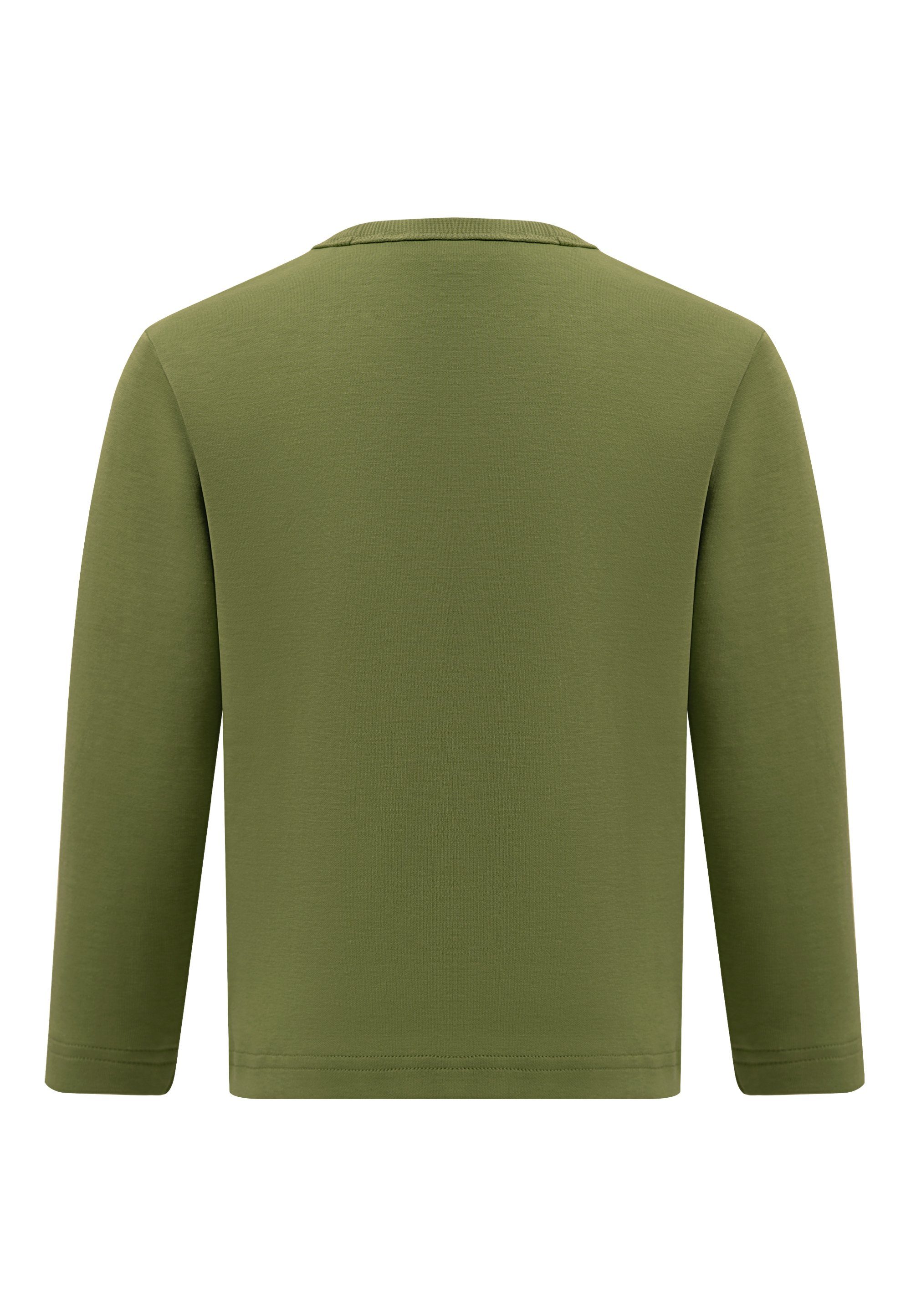 GIORDANO junior Langarmshirt mit stylischer grün Kontrast-Tasche