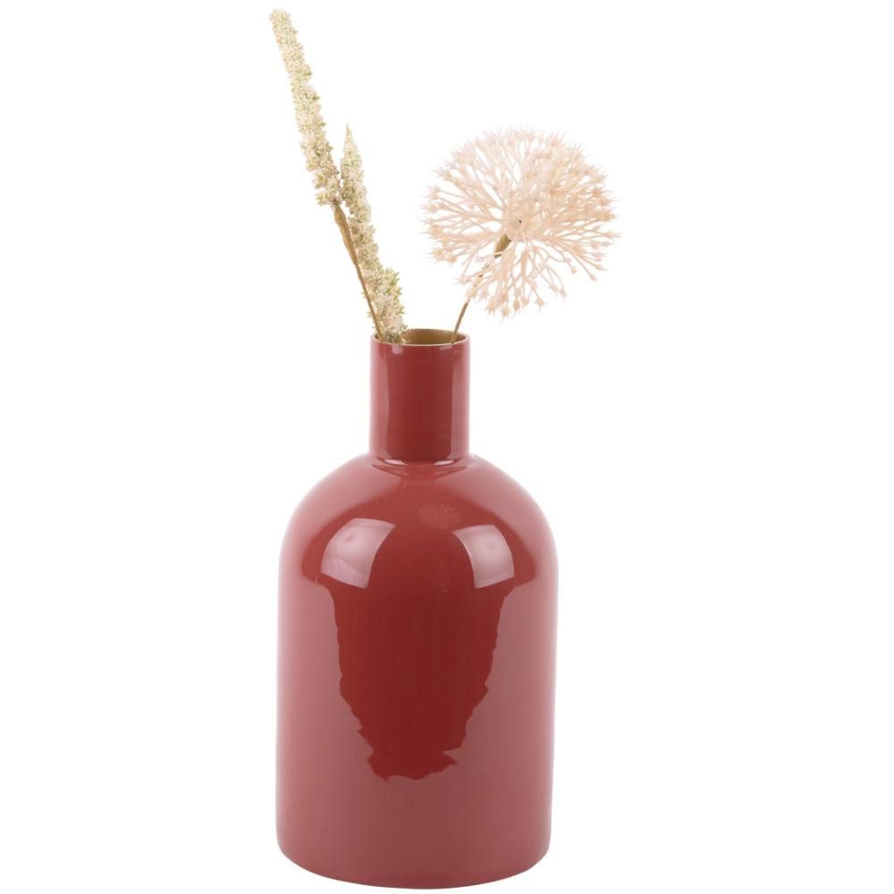 Present Time Dekovase Vase Ivy Bottle Straight Iron Enamel Ochre Red (4x21cm)
