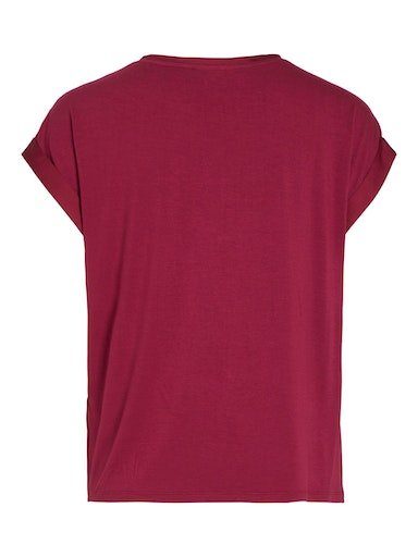 TOP - NOOS Optik Vila Beet SATIN Red S/S Kurzarmshirt Satin VIELLETTE