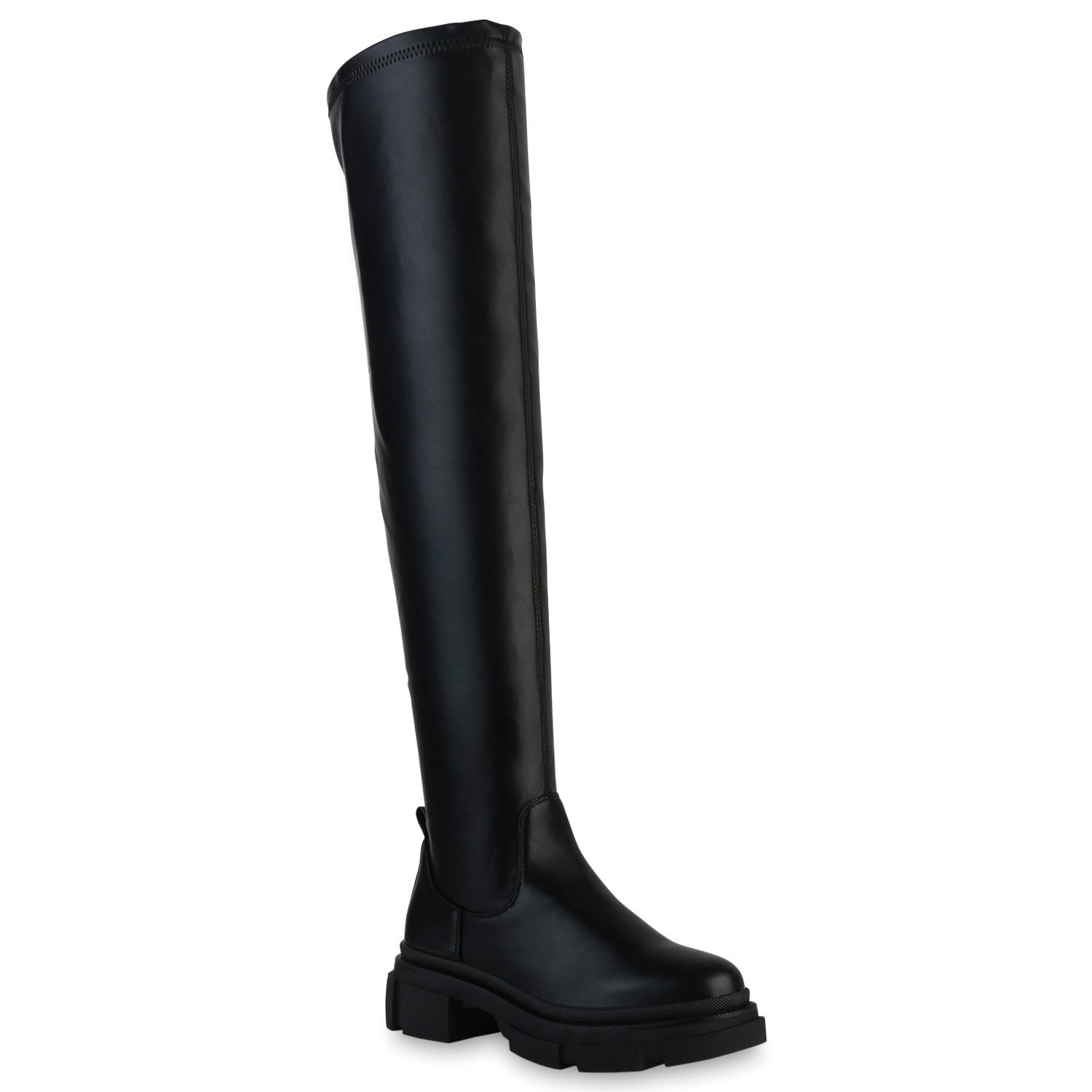 VAN HILL 837935 Overkneestiefel Damen Overknees Grace Trendy Stiefel mit Plateau & Blockabsatz