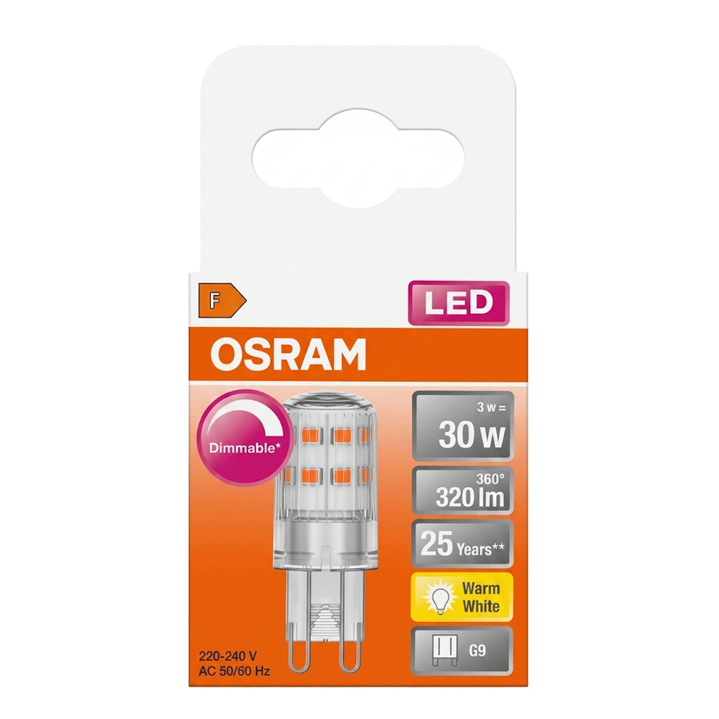 Osram LED-Leuchtmittel Osram LEDPIN30D CL 3W/827 G9 – Dimmbar, Warmweiß (6er-Pack), 6 St. – Bild 2 von 3
