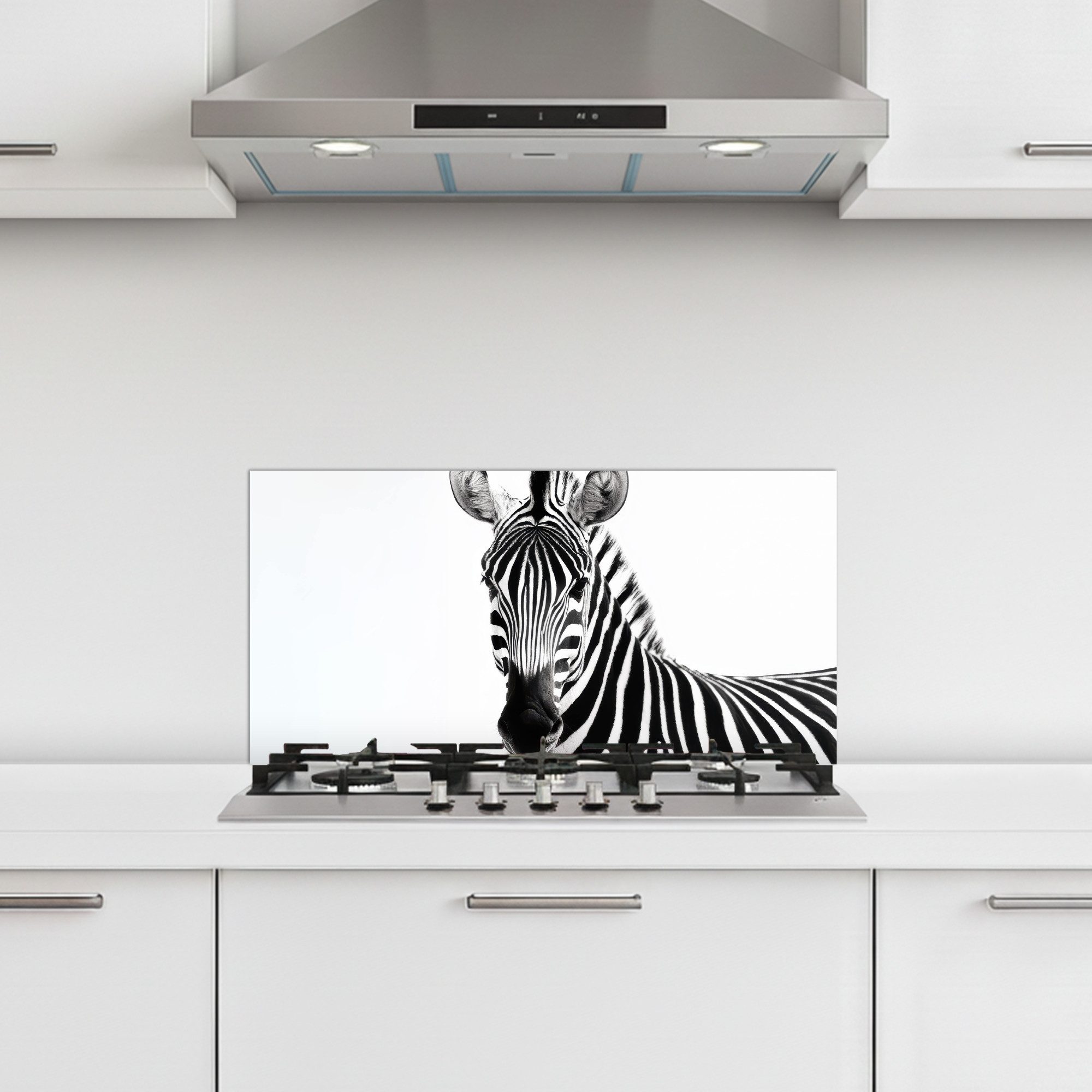 MuchoWow Küchenrückwand selbstklebend Zebra - Nahaufnahme - Schwarz - Streifen, (1-tlg), Küchenrückwand, Spritzschutz, Kitchen, 60x30 cm