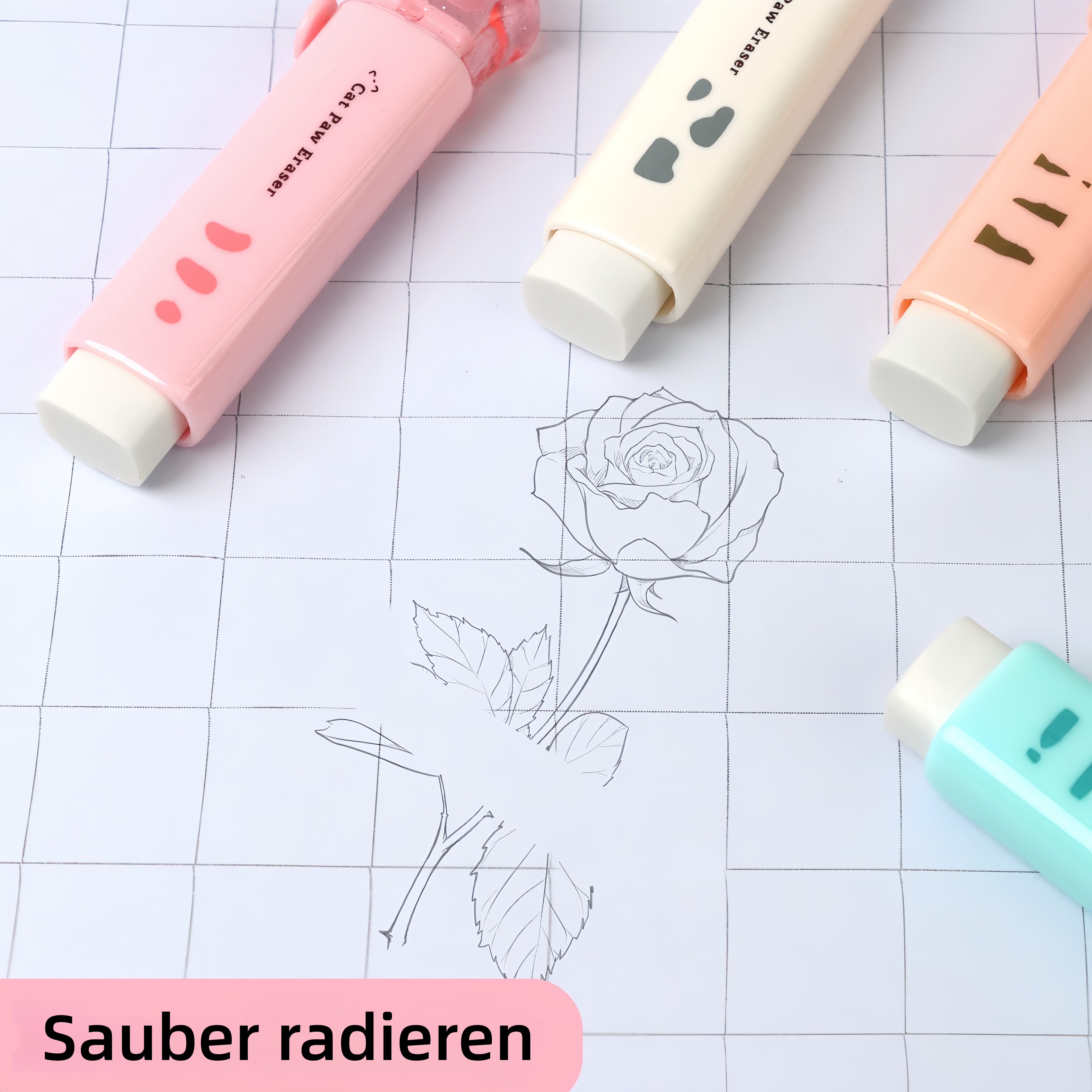FOUORTUNATE-BEE Radiergummi Retraktierbare Katzenpfoten-Radierer, 4er-Set für Schule & Büro, Niedliche 2B-Radierer als Geschenk zum Schulstart oder für den Alltag