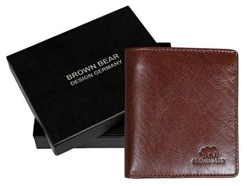 Brown Bear Geldbörse Modell Tim kleines Hochformat Echtleder RFID Schutz, mit 8 Kartenfächern und einem Sichtfenster Braun