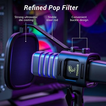 TONOR Streaming-Mikrofon, Gaming USB Mikrofon mit RGB für Streaming, Podcasts für PS4 und PS5