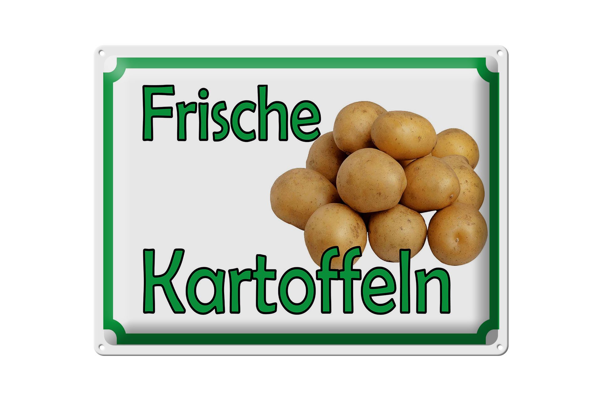 Femer GmbH Metallschild Reklame 30x40 cm Frische Kartoffeln, (1 St), gewölbte Oberfläche, abgerundete Ecken, umgeschlagene Kanten