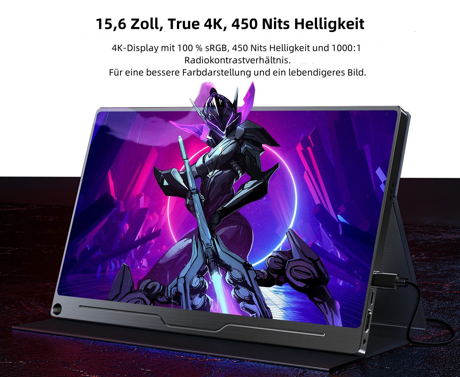 UPERFECT Tragbarer 4K Monitor 15,6 Zoll, UHD 3840x2160 IPS Bildschirm Portabler Monitor (39,60 cm/15.6 ", 3840 x 2160 px, 4 K, 3 ms Reaktionszeit, 60 Hz, für Laptop/PC/Smartphone/PS/XBO/Switch/Videoeditoren)