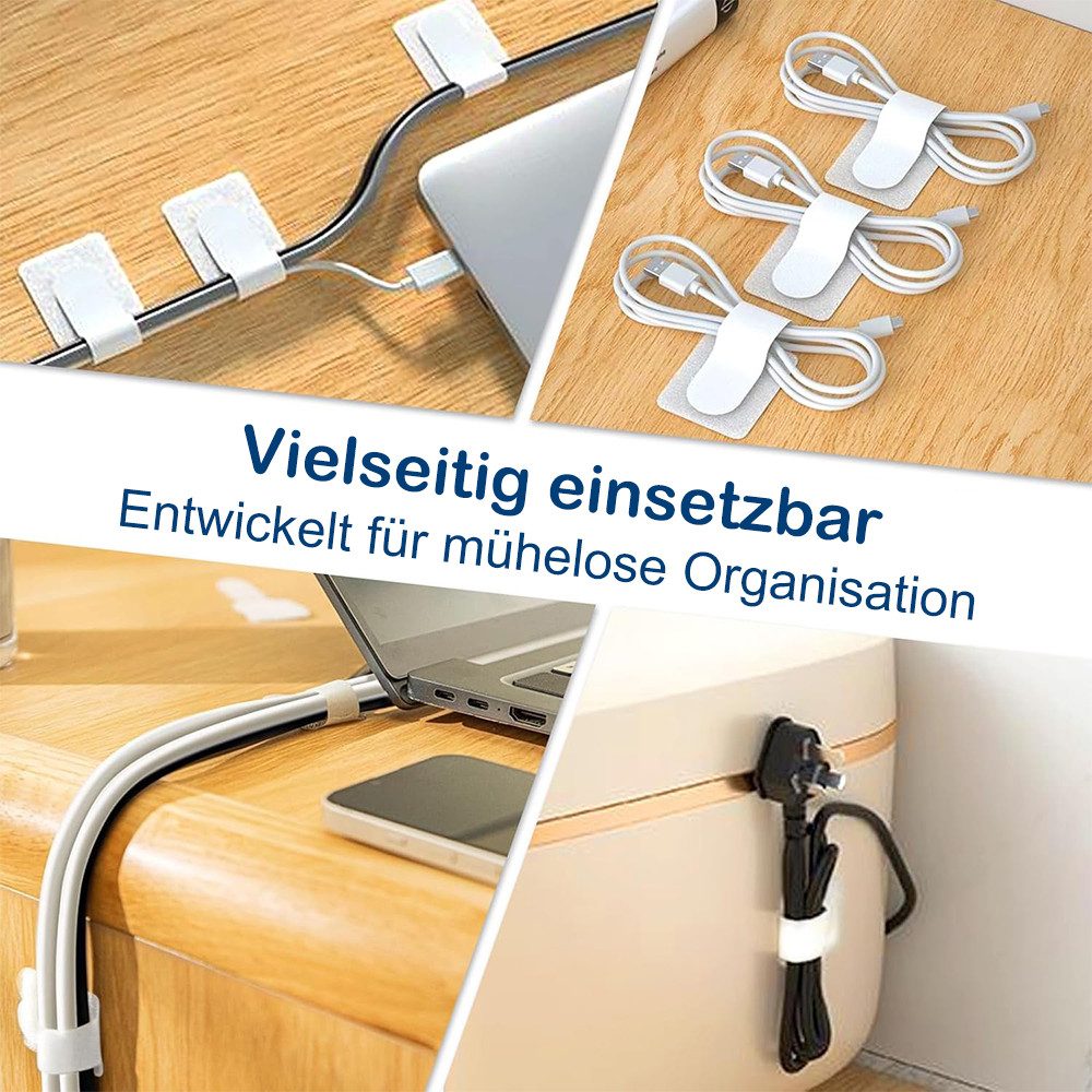 AFKSMILE Kabelbinder 50 Stück Kabelmanagement Schreibtisch, Kabelhalter Kabelklemmen Kabelbinder Selbstklebend Klettband Kabelclips für TV, Lichterkette – Bild 5 von 5