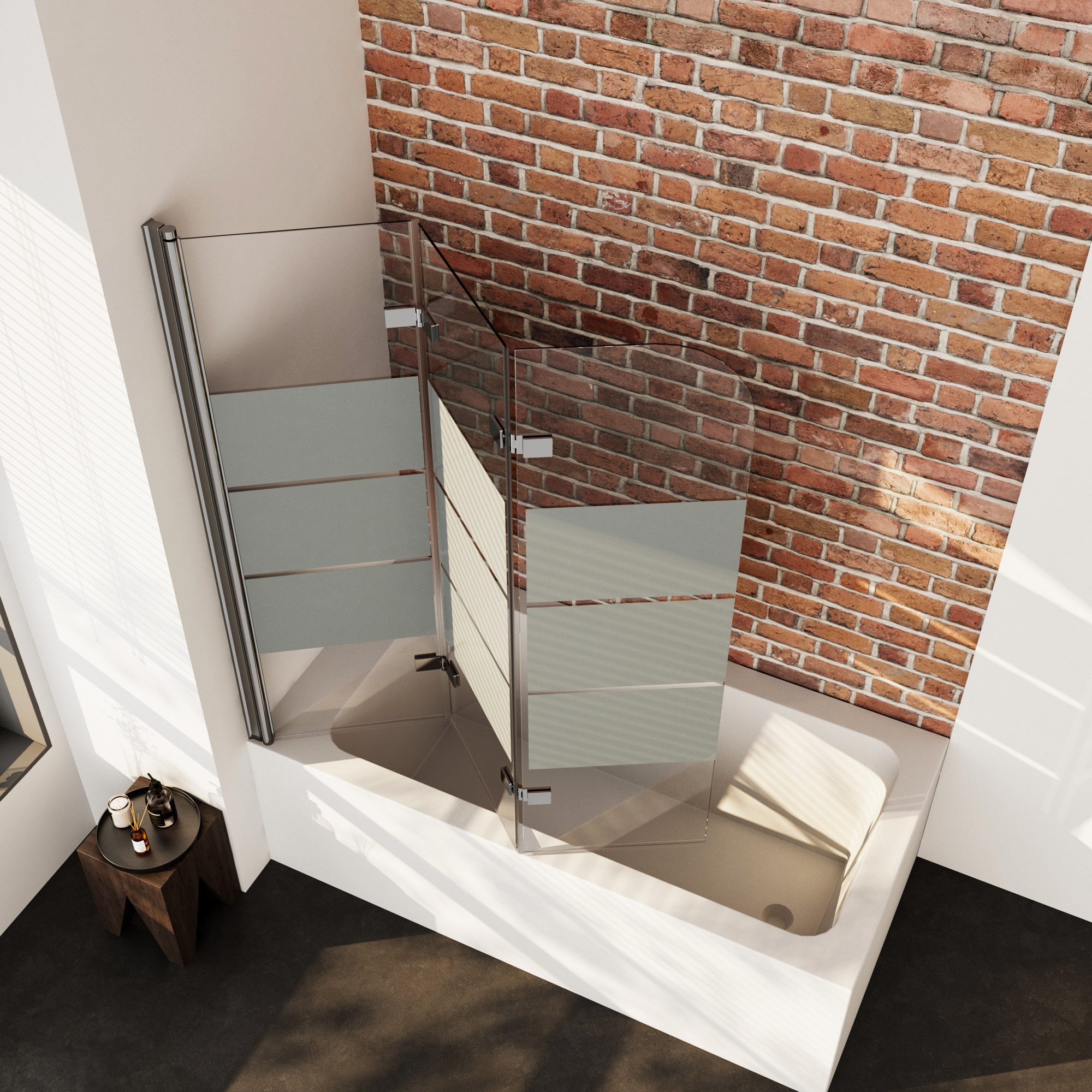 Boromal Badewannenaufsatz 140x140 130x140 120x140 3 teilig faltbar Duschwan günstig online kaufen