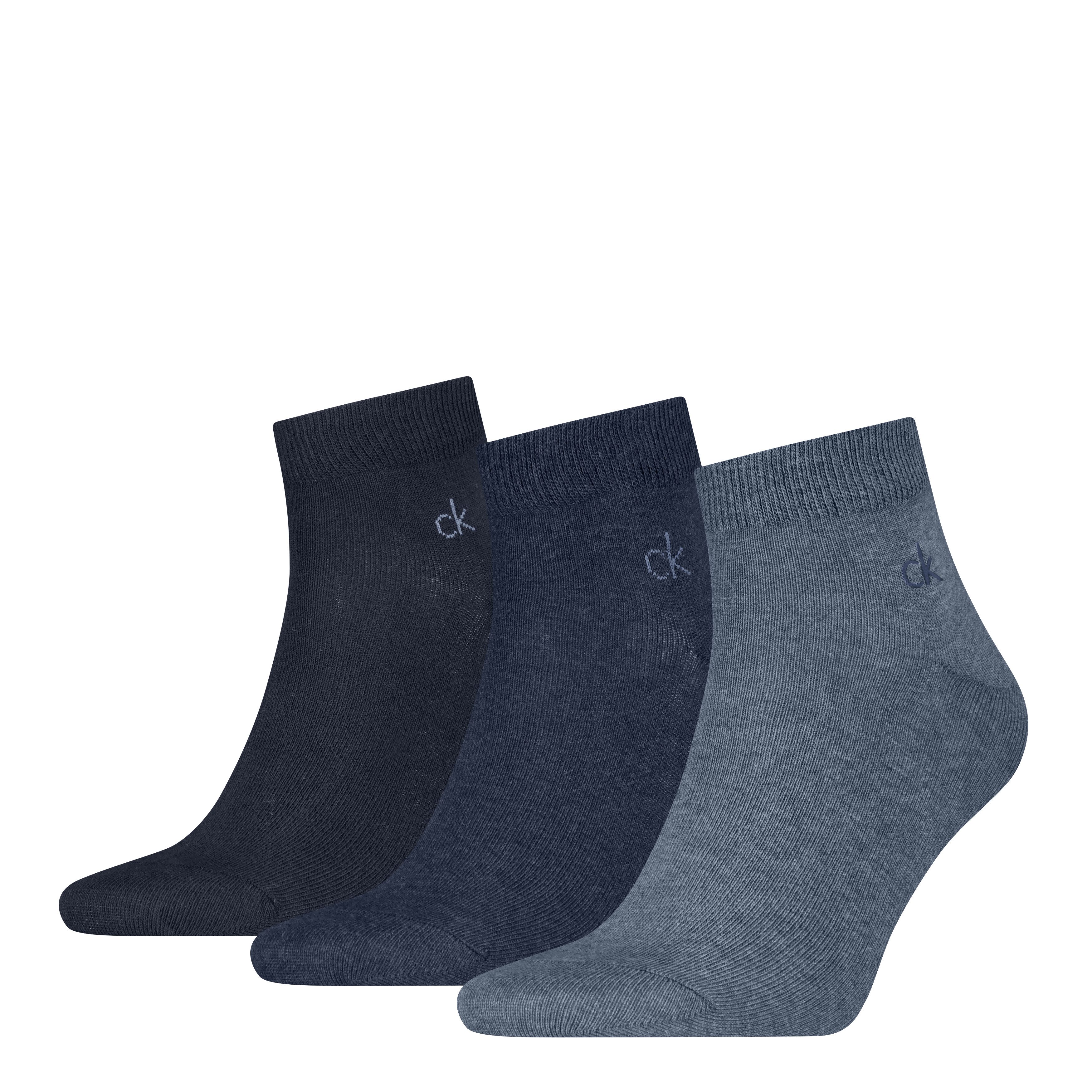 Calvin Klein Kurzsocken CK MEN QUARTER (3 Paar) Rippenbündchen, Cotton-Mix, elastisch