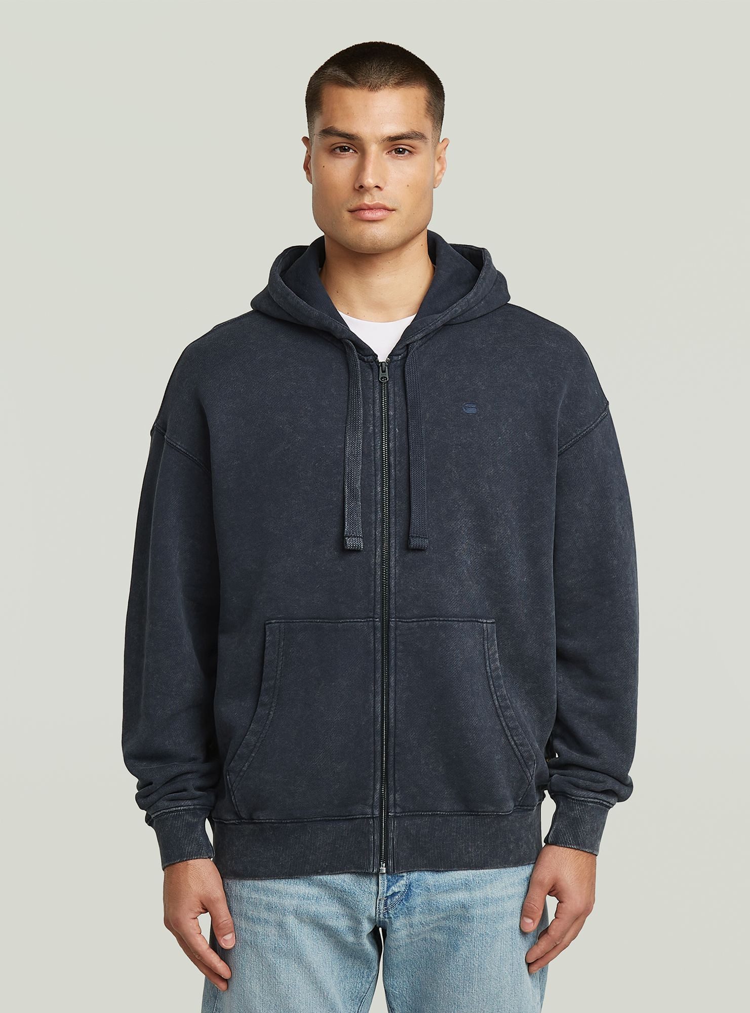 G-STAR Longpullover Washed Loose Full Zip Hoodie