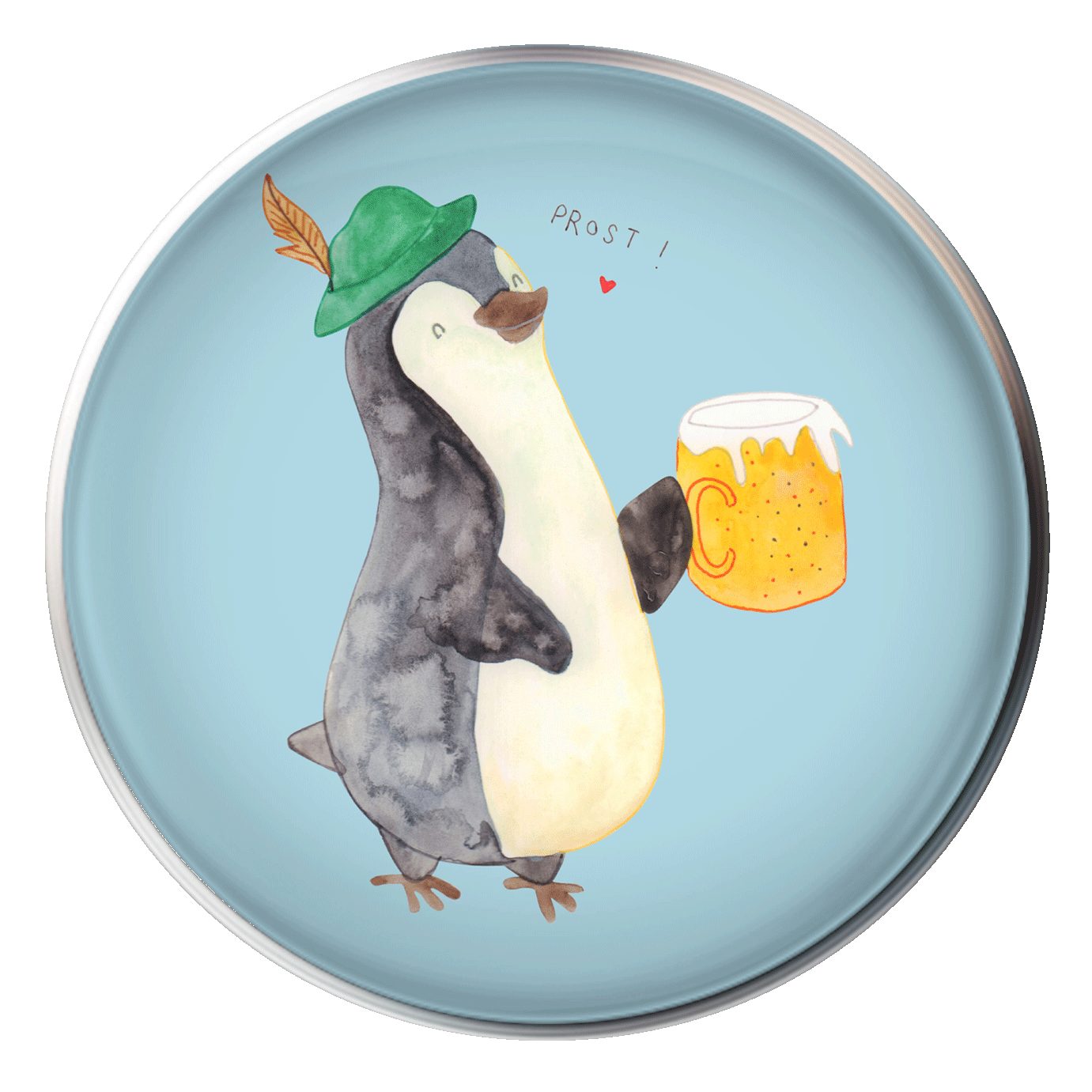 Mr. & Mrs. Panda Waschbeckenstöpsel Pinguin Bier - Eisblau - Geschenk, Abflussstöpsel, Waschbecken Stopfe, Ø 4 cm (1 St), Integriertes Haarfangsieb