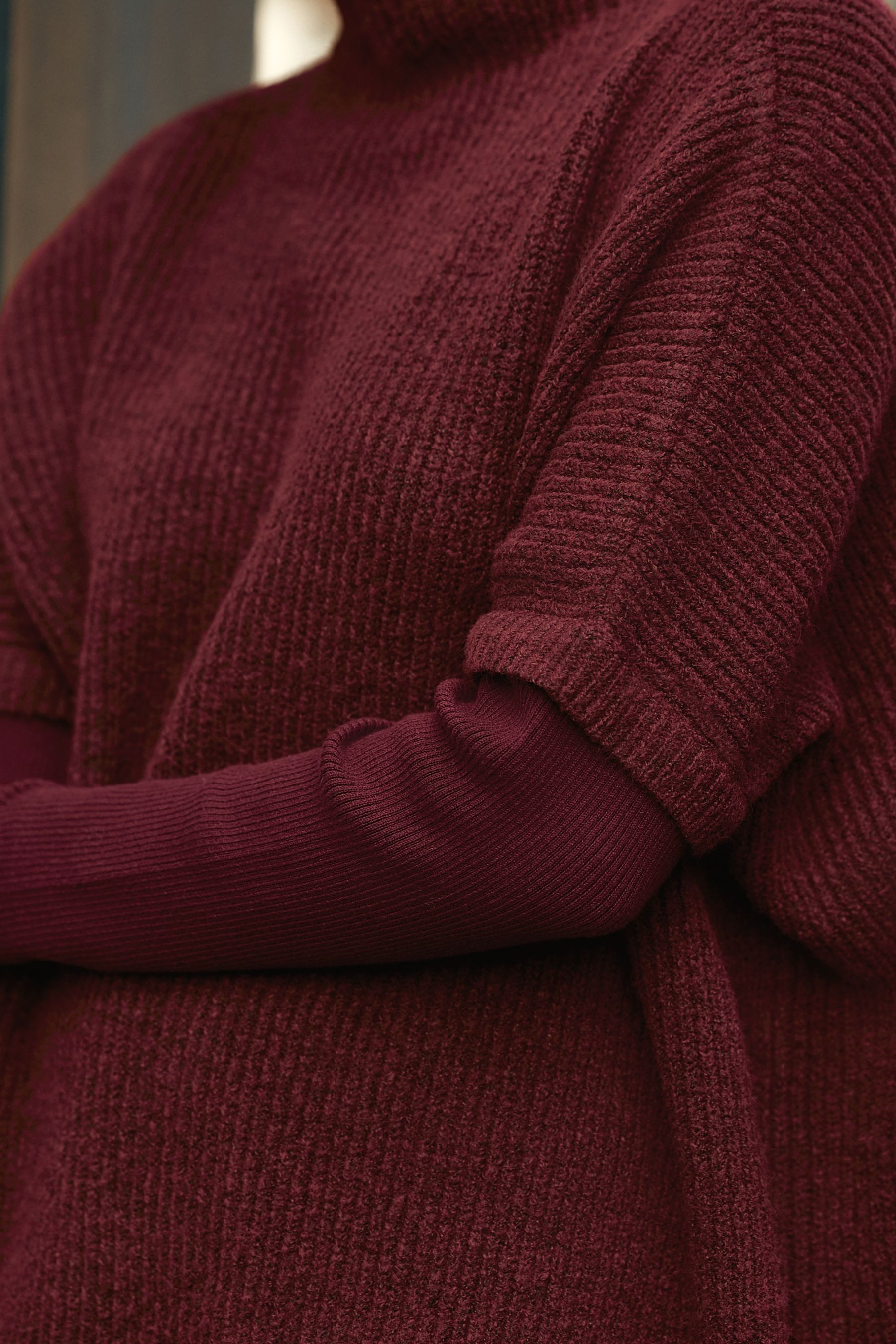 Next Strickponcho Gerippter Poncho mit vorgetäuschten Lagen (1-tlg)