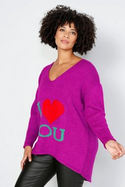 Angel of Style Sweatshirt Pullover oversized I LOVE YOU V-Ausschnitt Langarm