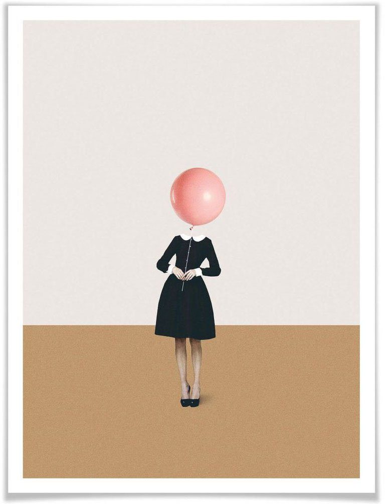 (1 Wandbild, Bild, Poster, Mädchen, Léon Luftballon Luftballon Rosa Wall-Art Poster St), Wandposter