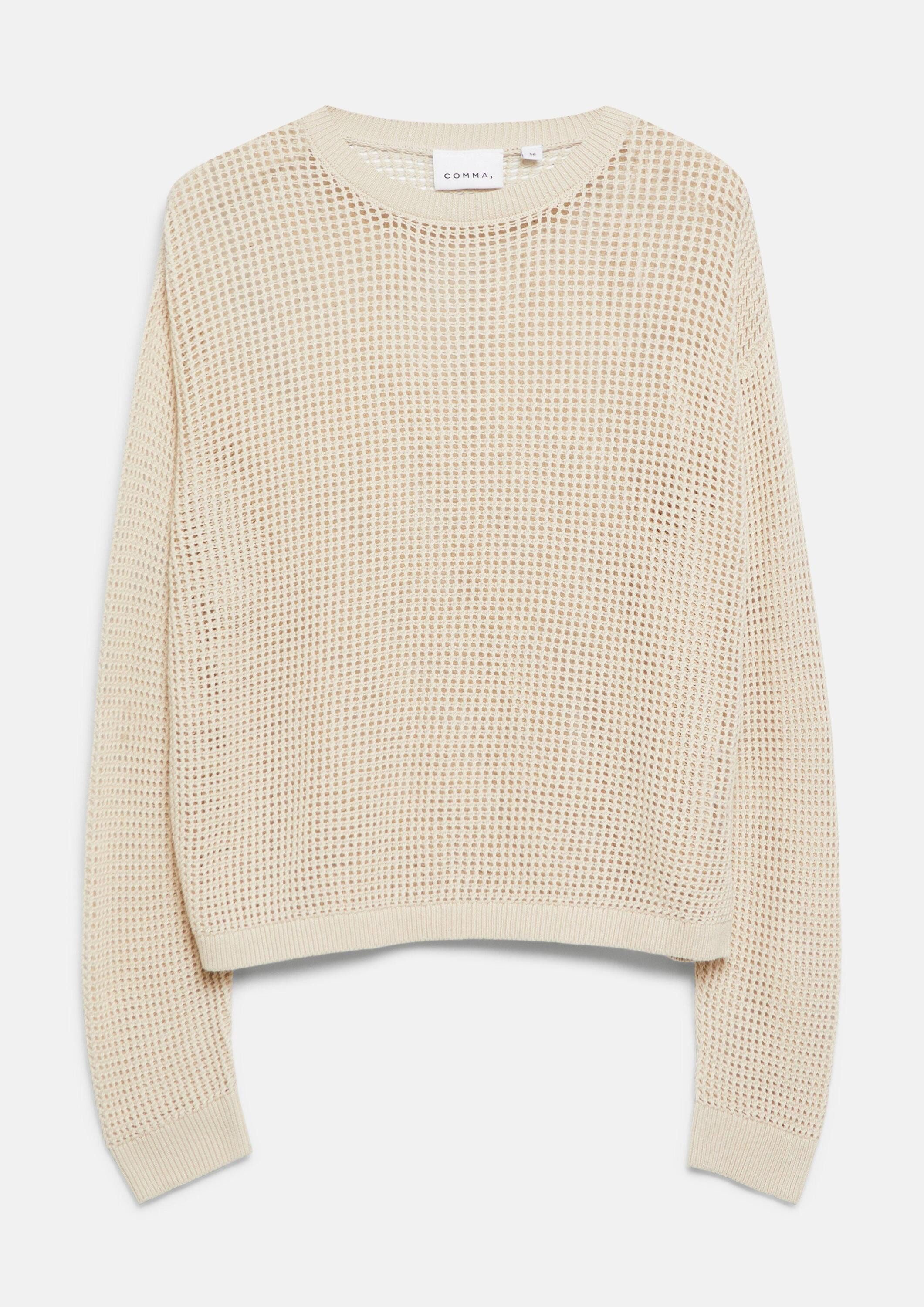 comma Longpullover Strickpullover Pullover aus Ajourstrick