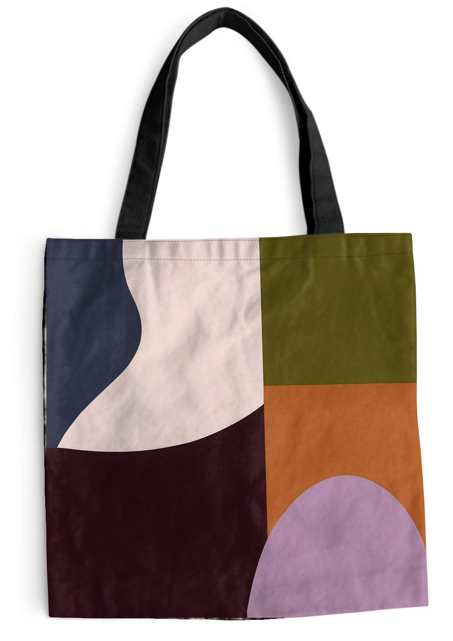 MuchoWow Shopper Formen - Abstrakt - Farben - Quadratisch, Handtasche, Damen und Herren, Schultertasche, Umhängetasche, Tote Bag