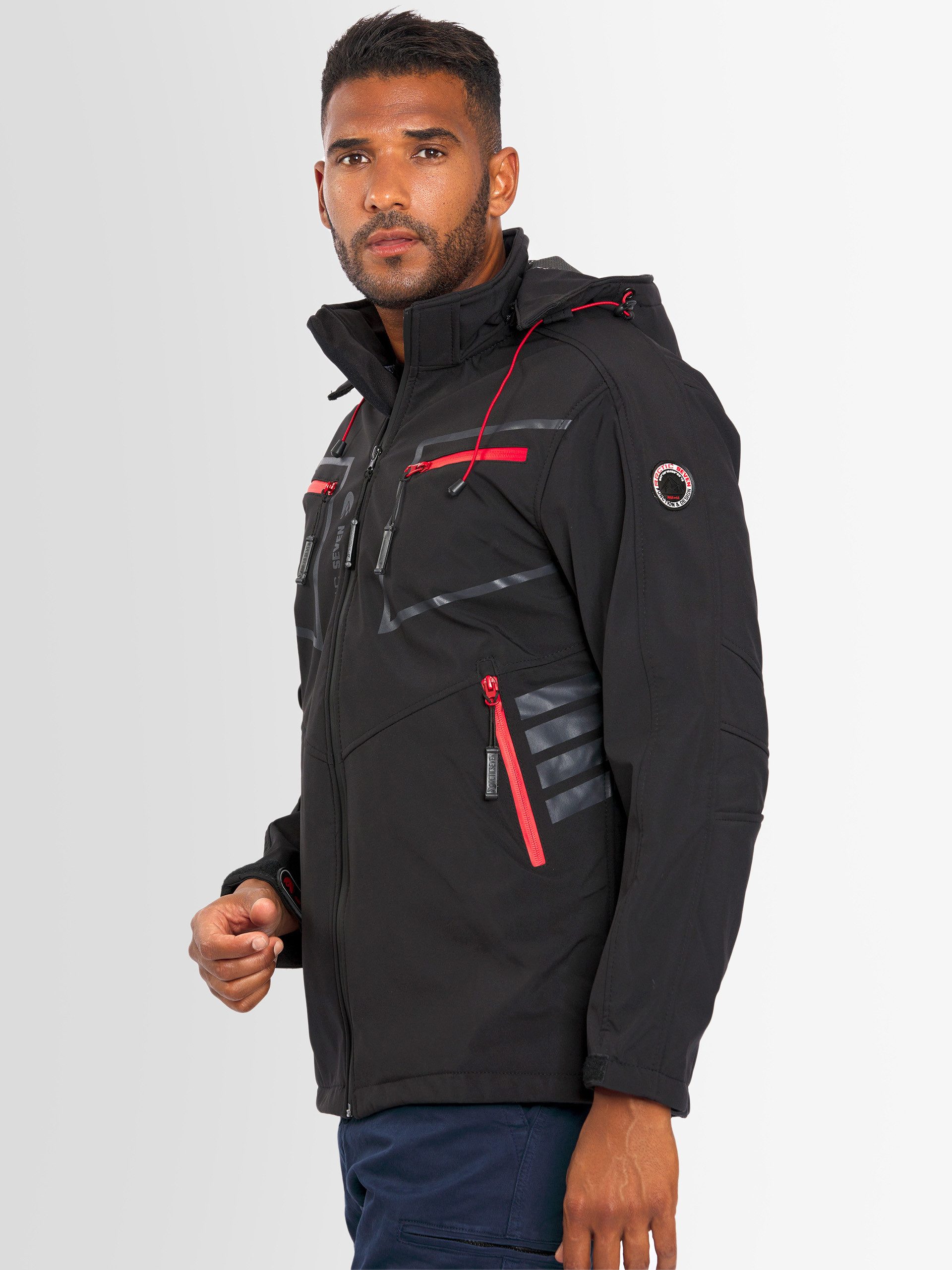 Arctic Seven Softshelljacke ASPierr sportliche Outdoor Funktionsjacke mit abnehmbarer Kapuze