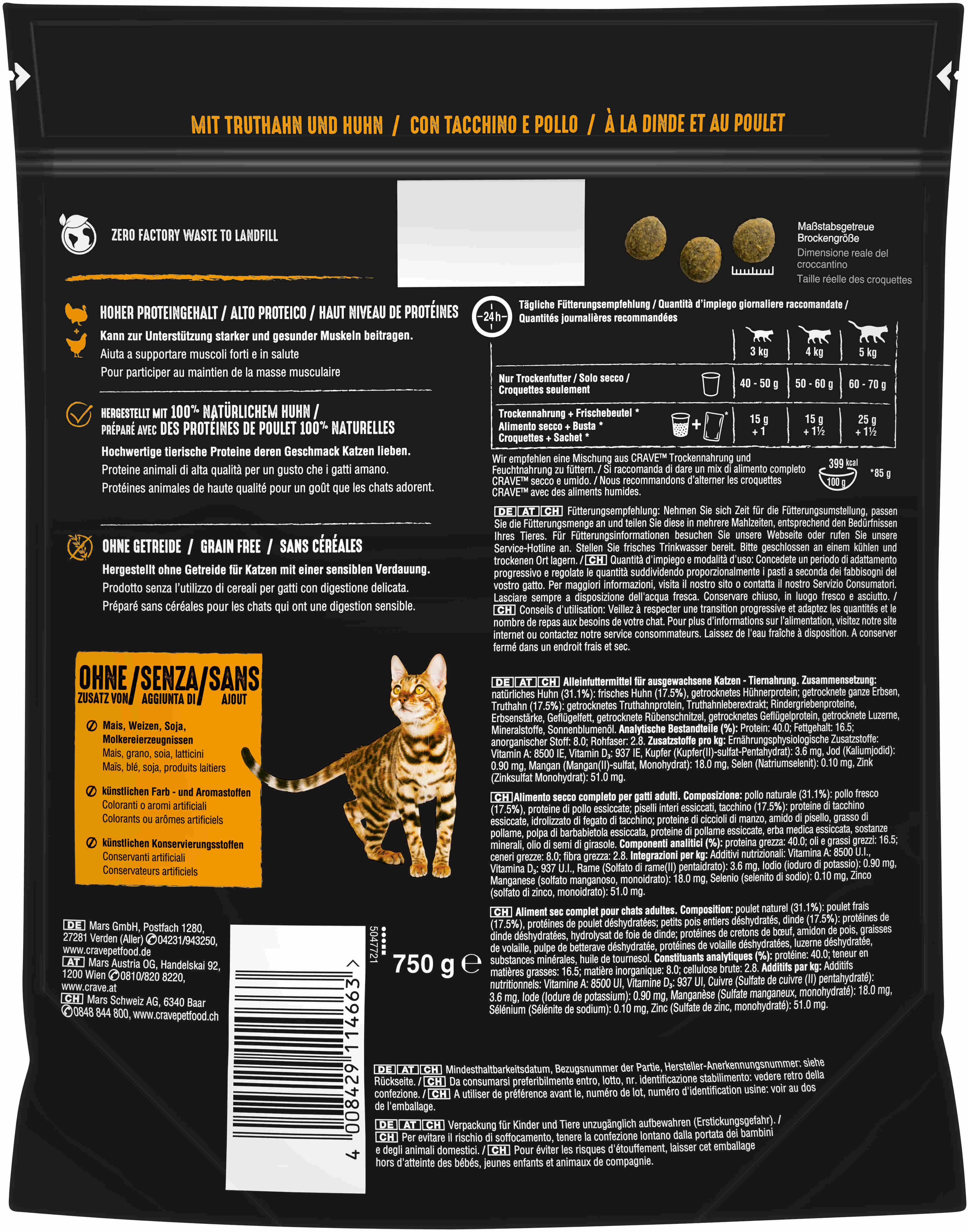 CRAVE CRAVE™ Katze Beutel mit Truthahn und Huhn 2,8kg, Trockenfutter für: Katze