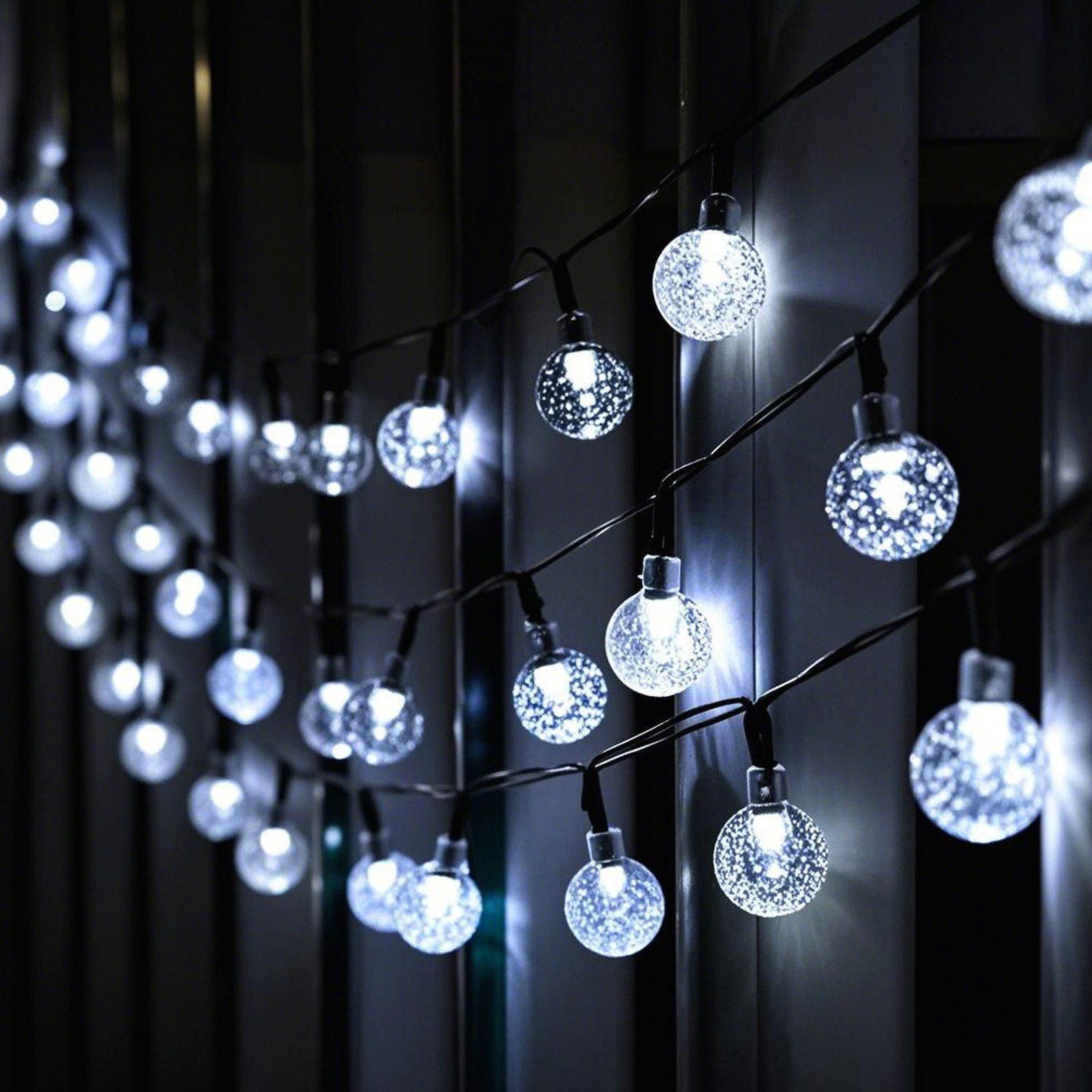 Salcar LED Solarleuchte LED Kugel-Lichterkette Außen Solar Gartenleuchte Weihnachtsdeko, 2 Lademodi USB & Solar /3 Helligkeitsstufen/8 Leuchtmodi/Timerfunktion