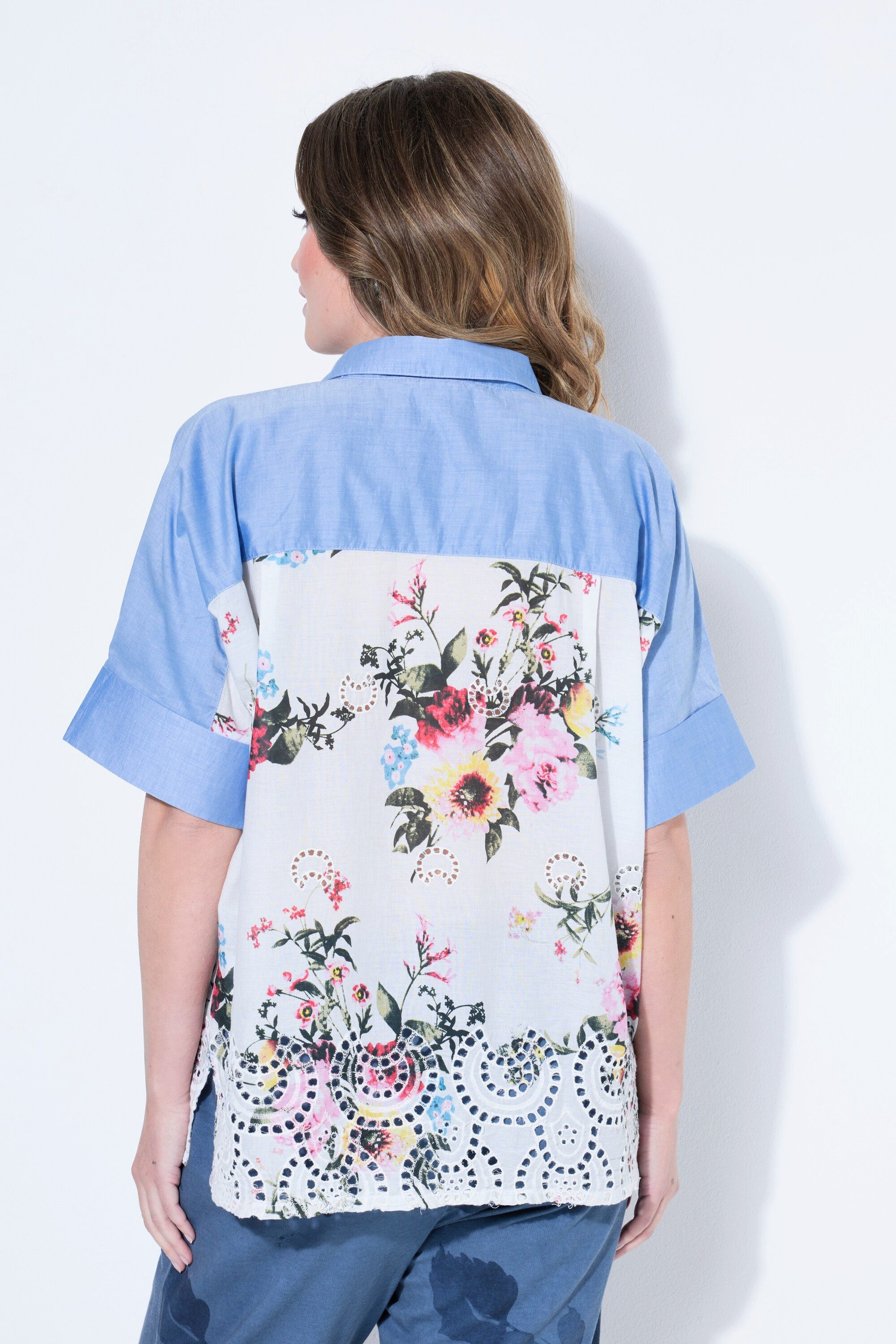 MIAMODA Longbluse Bluse Loose Fit Materialmix