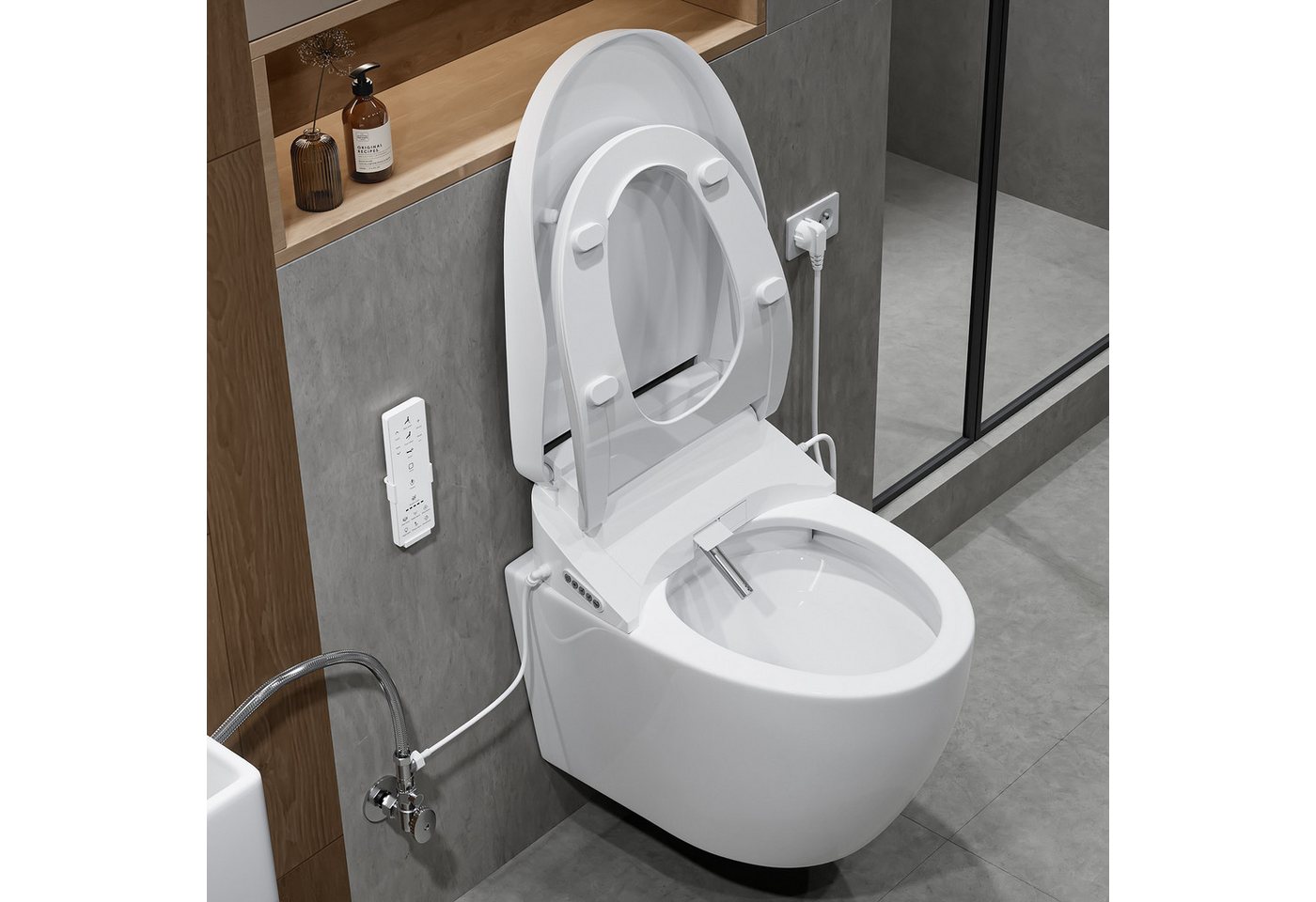 Thumbnail - HOROW Dusch-WC-Sitz Bidet Dusch WC Aufsatz, Elektrischer Bidet Sitz mit Fernbedienung (Toilettendeckel mit Bidet)