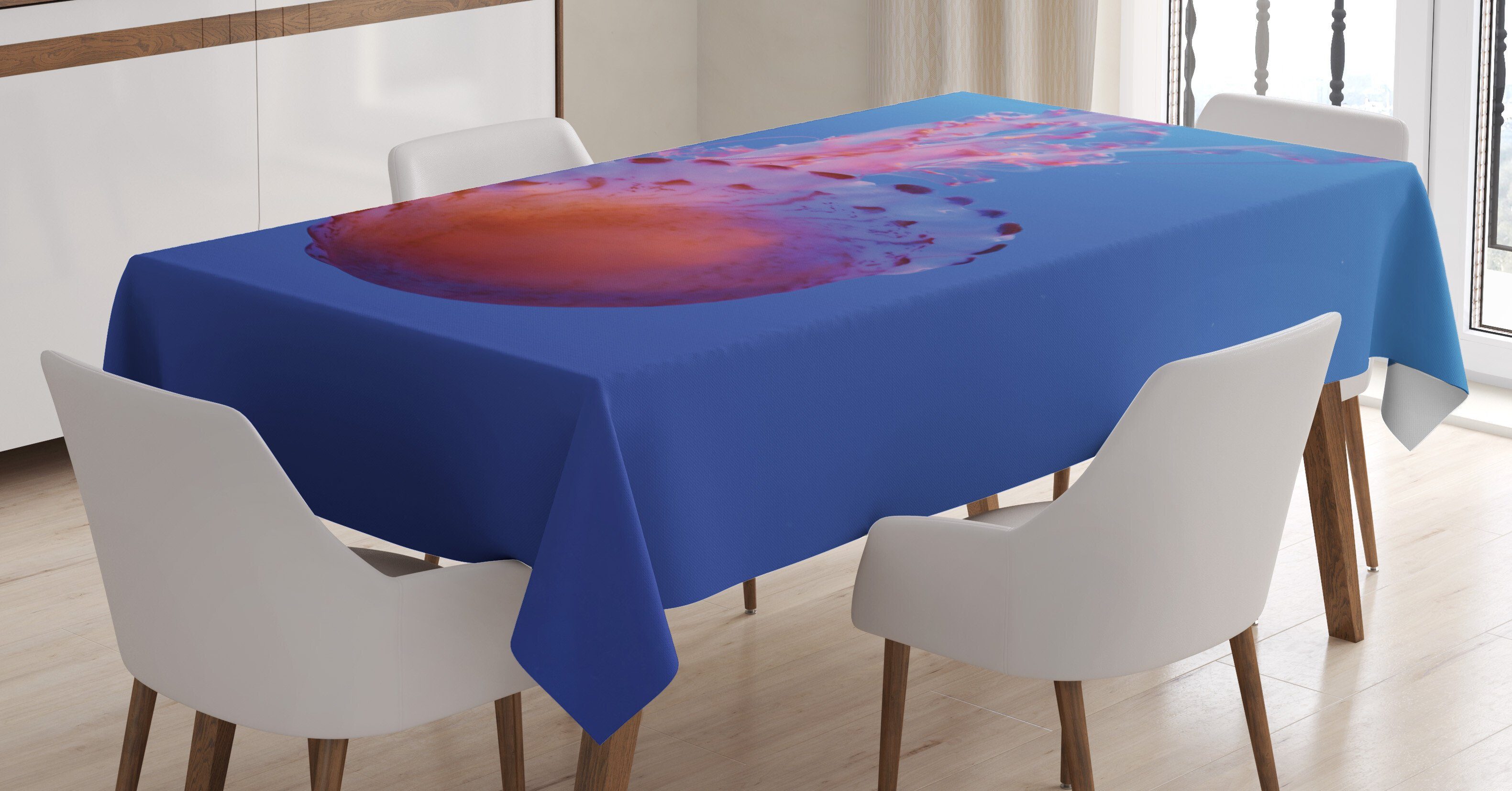 Abakuhaus Tischdecke Farbfest Waschbar Für den Außen Bereich geeignet Klare Farben, Qualle Lebendig Unterwasser Foto