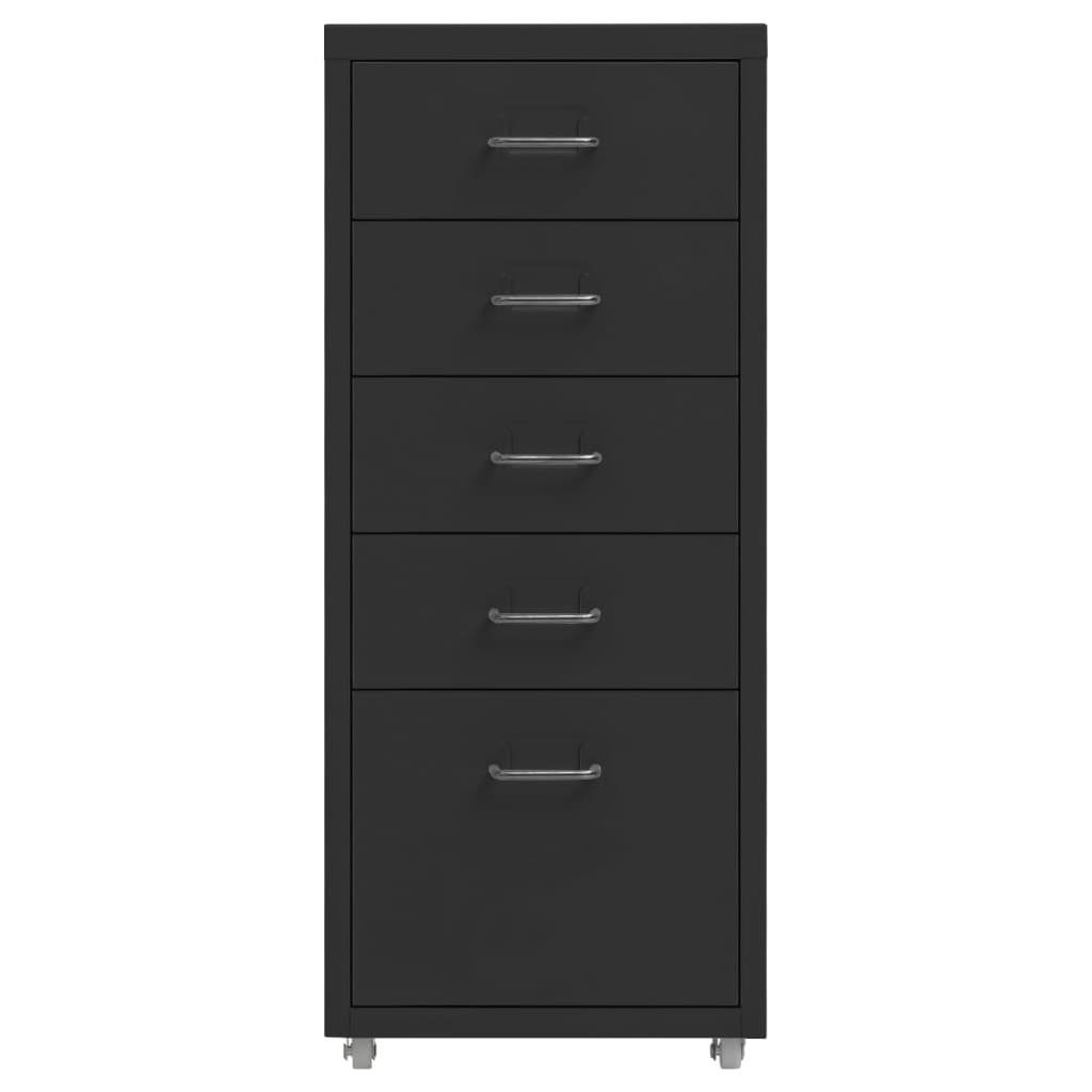 furnicato 28x41x69 cm Rollen Aktenschrank Schwarz mit Metall