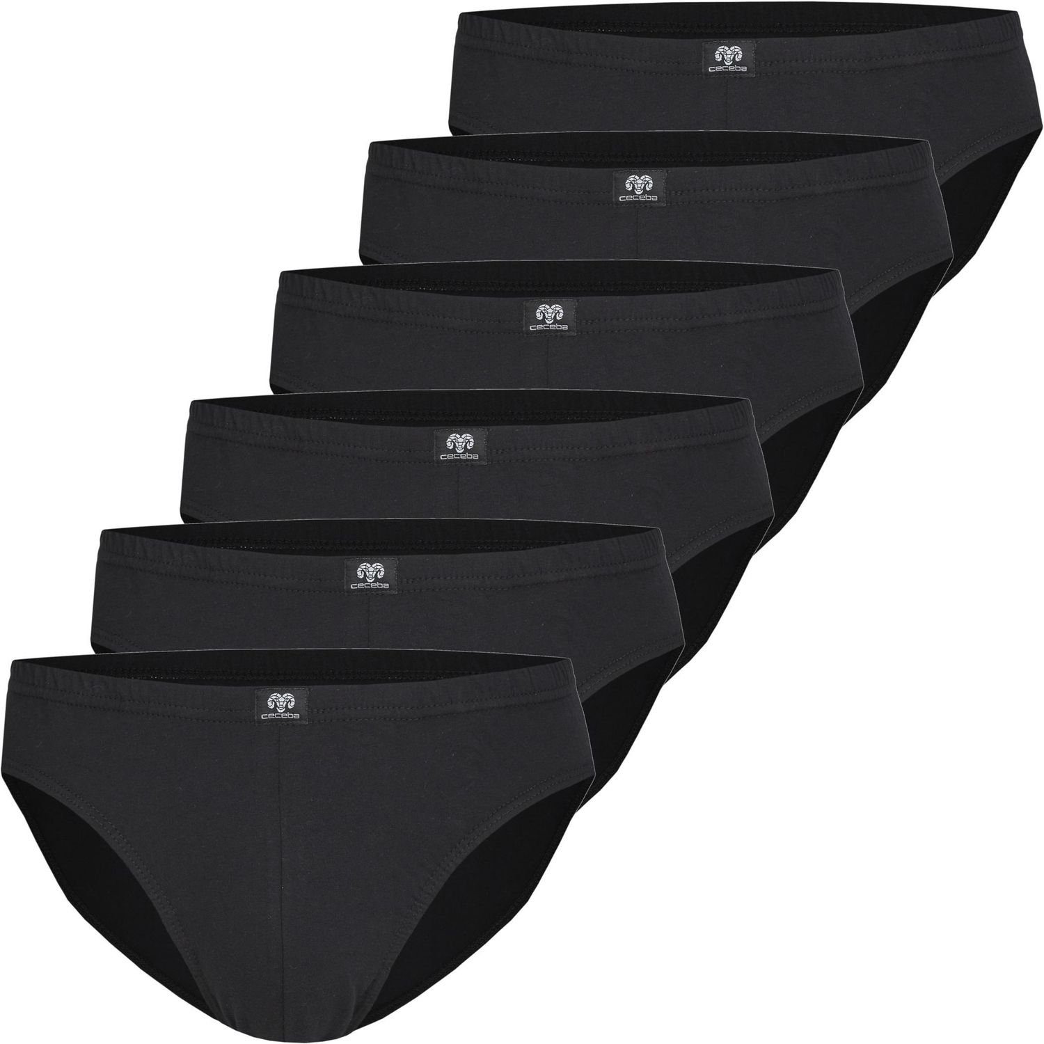CECEBA Slip 6er Unterwäsche (1-St) Größen weiß schwarz Slip blau Herren Pack CECEBA Sport Unterhose Übergröße große