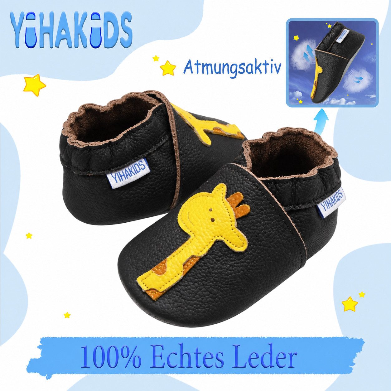 Yihakids Yihakids Baby Lauflernschuhe – Weiche Lederpuschen, Rutschfest Krabbelschuh – Bild 2 von 5