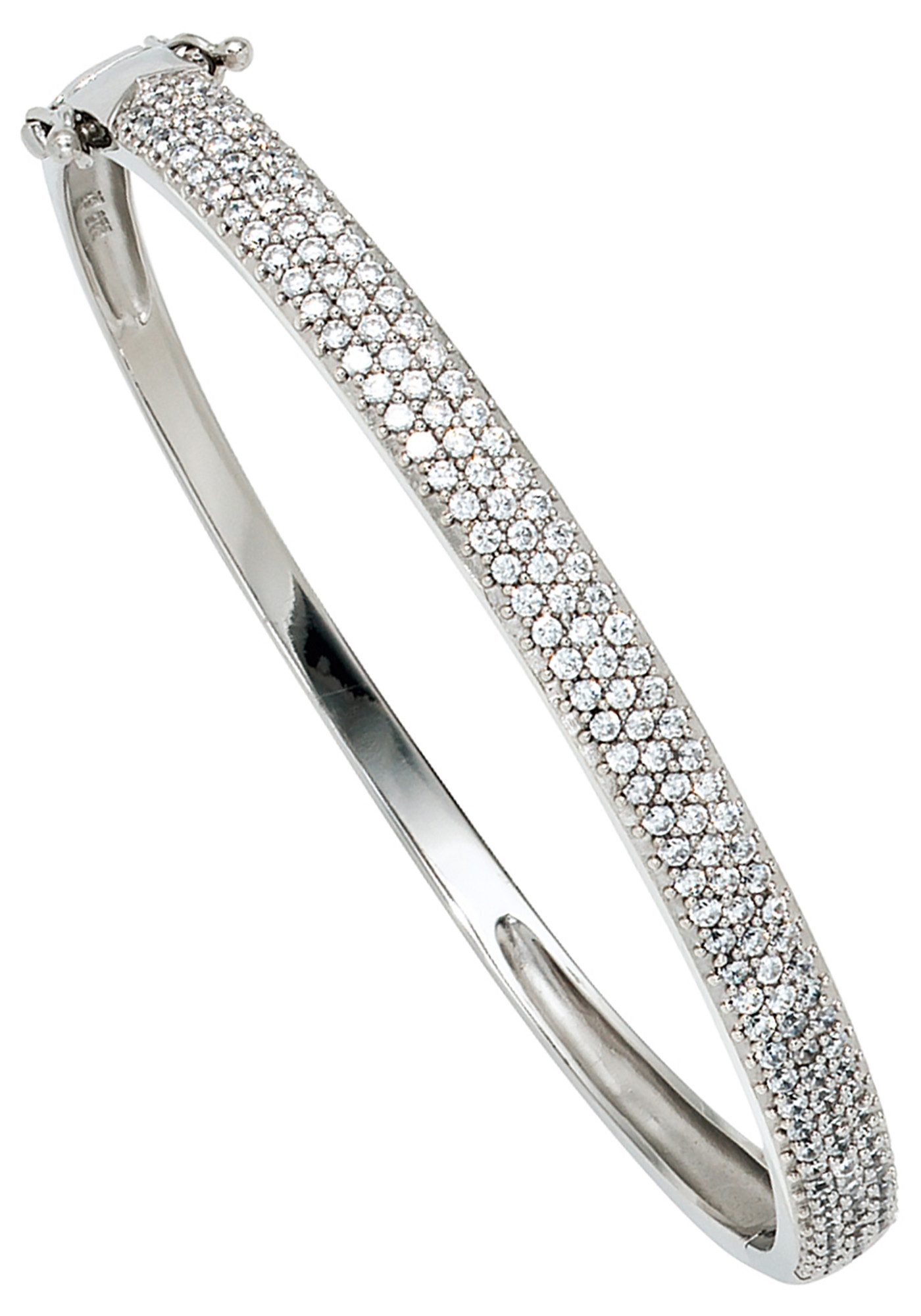 JOBO Silberarmband Armreif, 925 Silber rhodiniert mit 145 Zirkonia 17,5 cm
