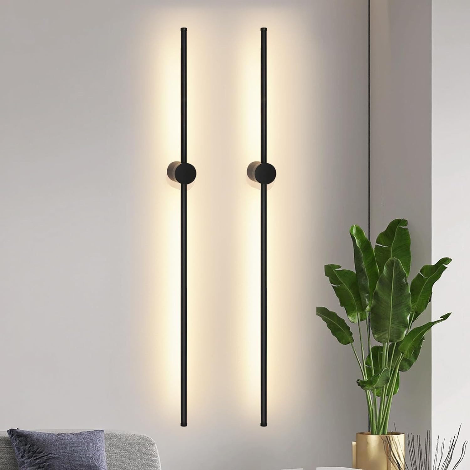 Nettlife LED Wandleuchte Schwarz innen 2ER 60CM 3000K Modern Wandlampe Indi günstig online kaufen
