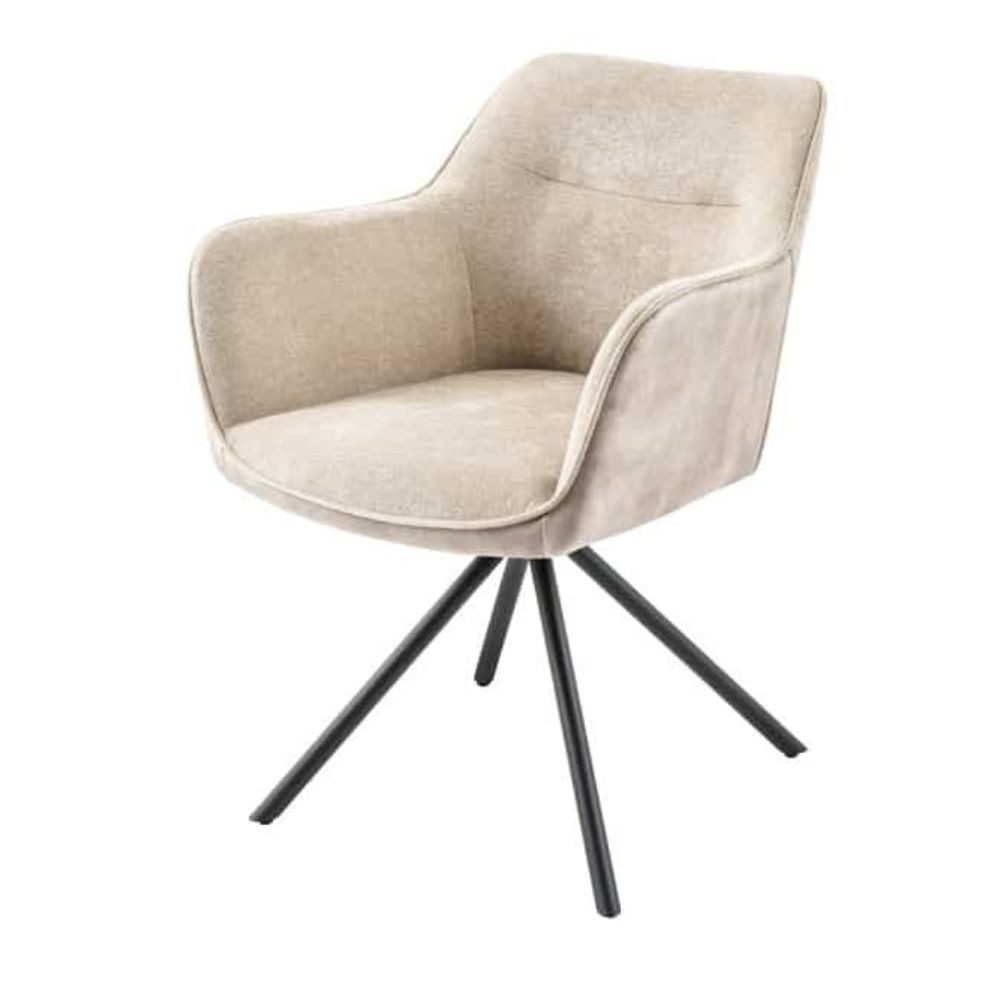 Stuhl Eleganter Drehstuhl FLORENZ champagner Samt Strukturstoff