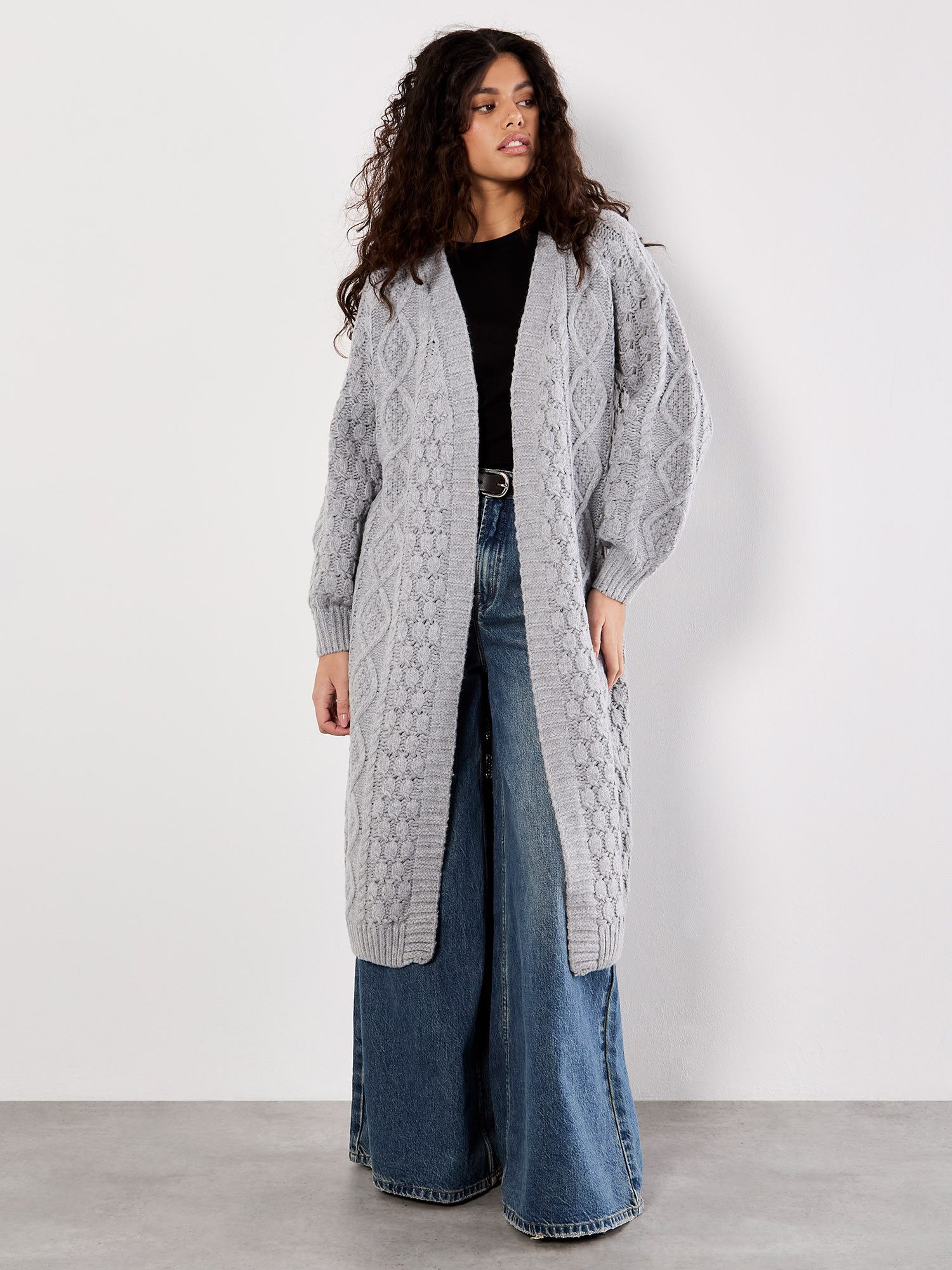Apricot Cardigan Midi-Strickjacke, (1-tlg) mit Zopfmuster günstig online kaufen