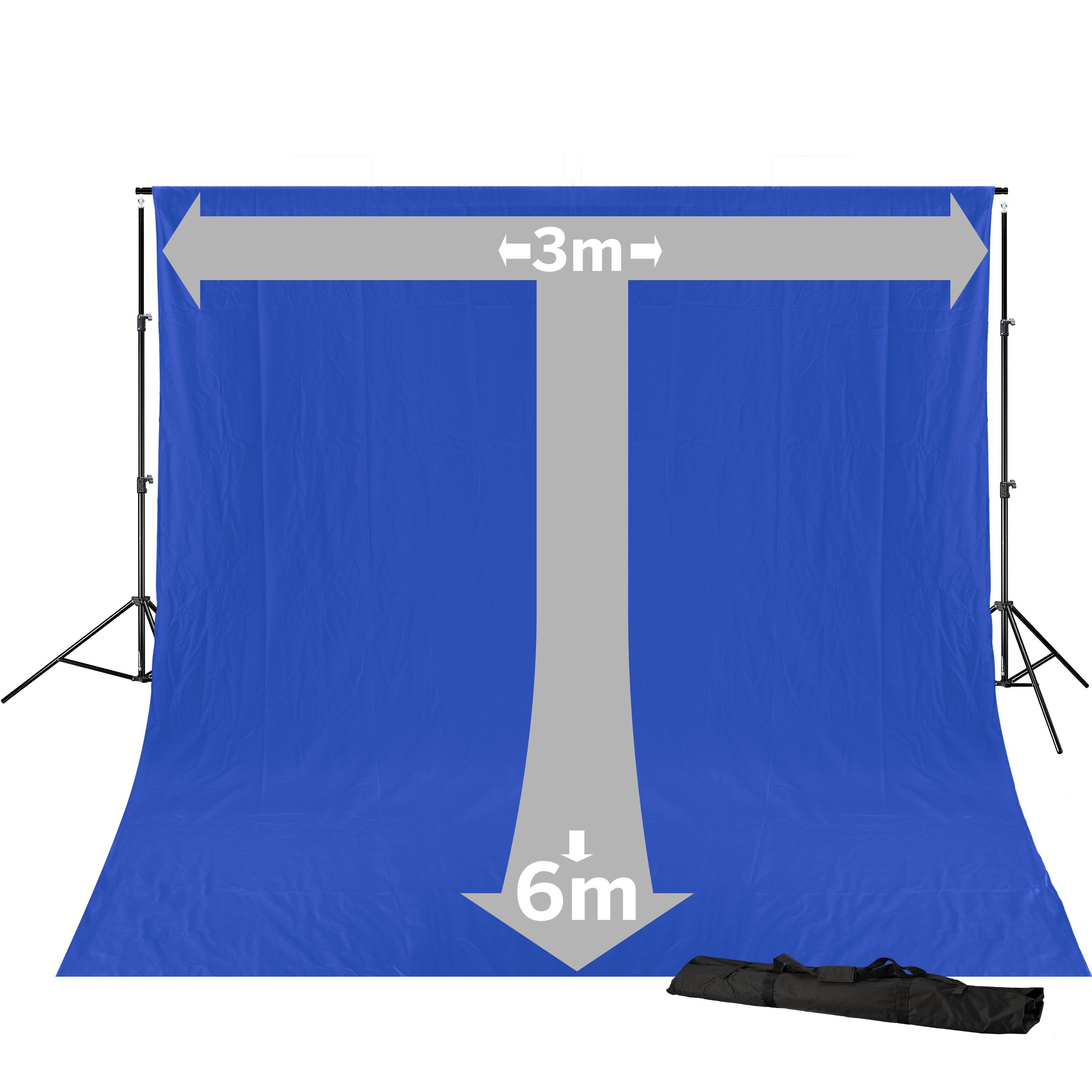 BR-D23 x BRESSER Blau Chromakey + Aufhängesystem 6m Hintergrundsystem 3 Hintergrundstoff