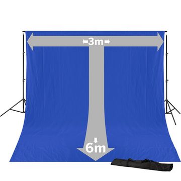 BRESSER Aufhängesystem BR-D23 Hintergrundsystem + Hintergrundstoff 3 x 6m Chromakey Blau