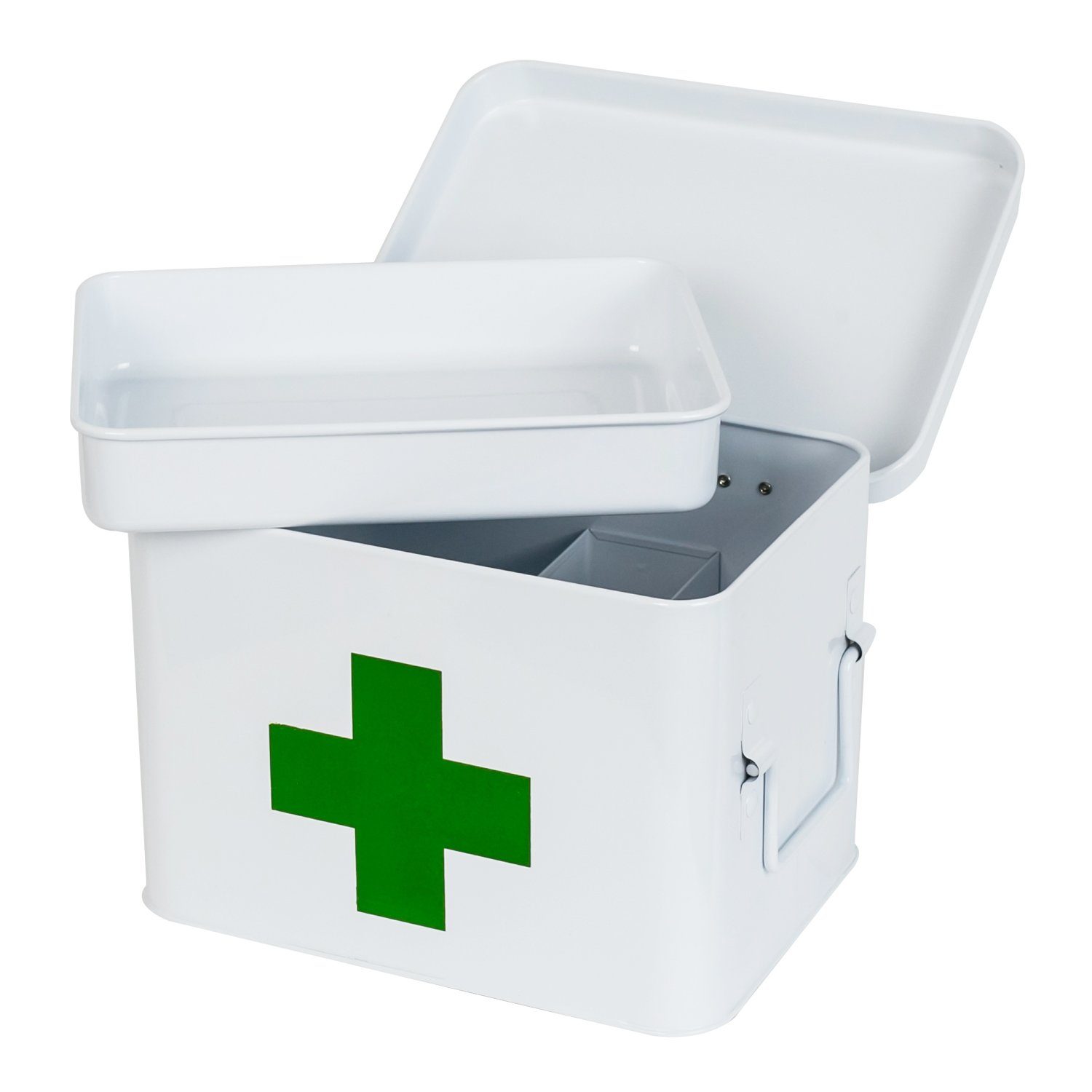 HMF Medizinschrank Erste Hilfe Koffer, Hausapotheke Medikamentenkoffer mit Tragegriffen, 22,5x16,5x15,5 cm | Alle Schränke